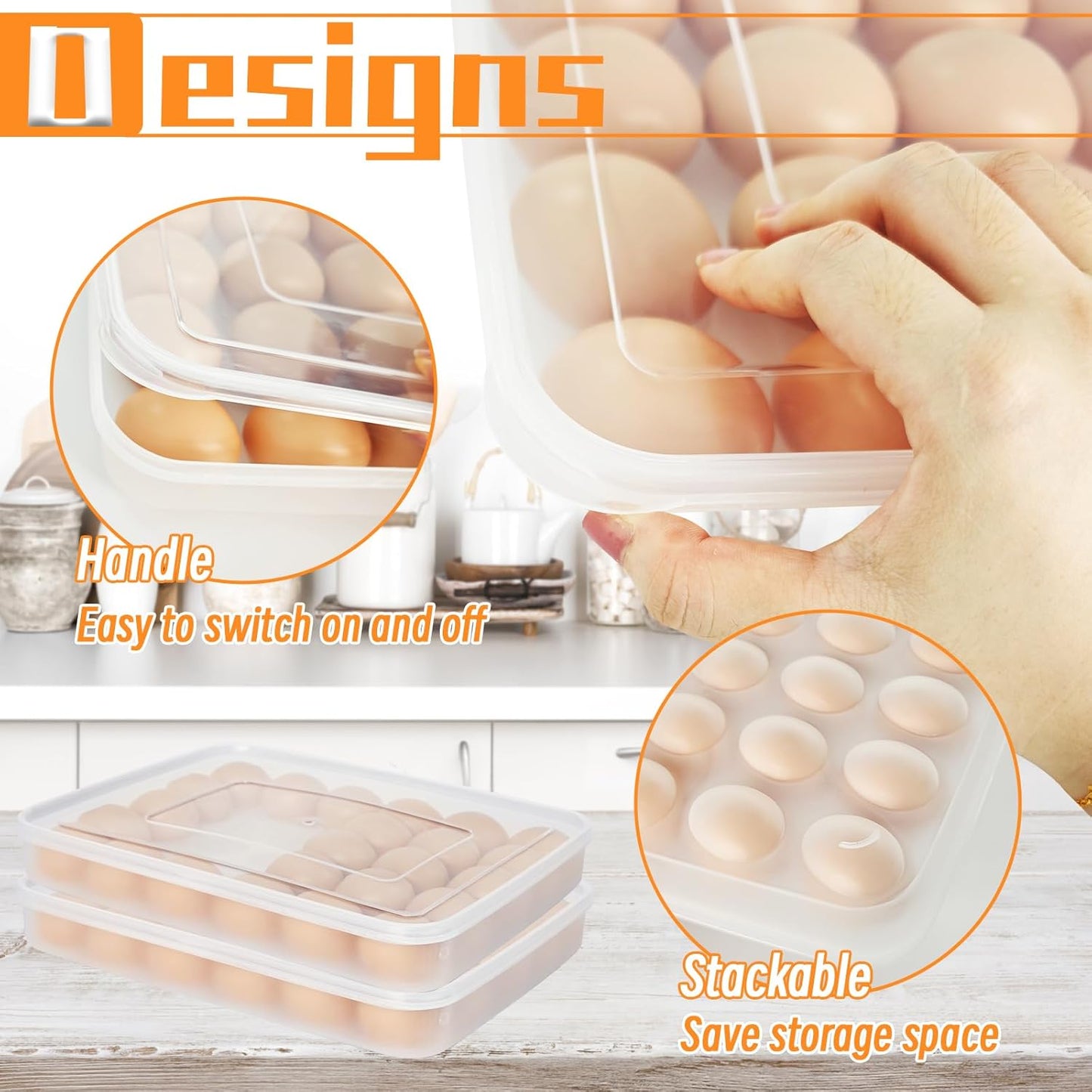 Easter Covered Egg Holder,Deviled Egg Containers with Lid,Stackable Plastic Egg Storage Container for Fridge,Thanksgiving Party,Keep Fresh,Kitchen Supplies(30 Eggs)