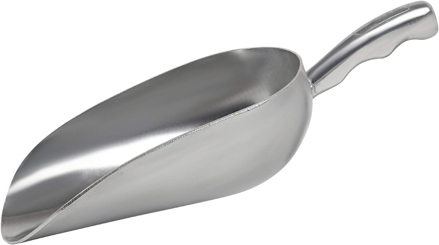 Cast Aluminum Utility Scoop - 12 oz. - Round Bottom, ice scoop For Multi-Purpose Use, With Finger Groove Handle (Hand Wash Only) (12 oz.)