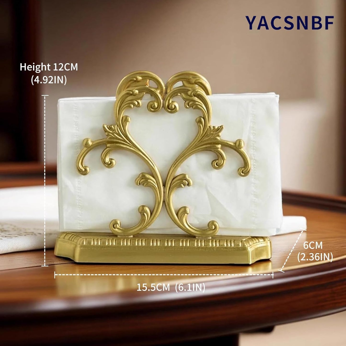 Luxurious Gold Napkin Holder for Table,Brass Napkin Holders for Paper Napkins & Kitchen Dining & Countertops, Cocktail Upright Napkin Holder Dispenser Suitable for All Room Decors