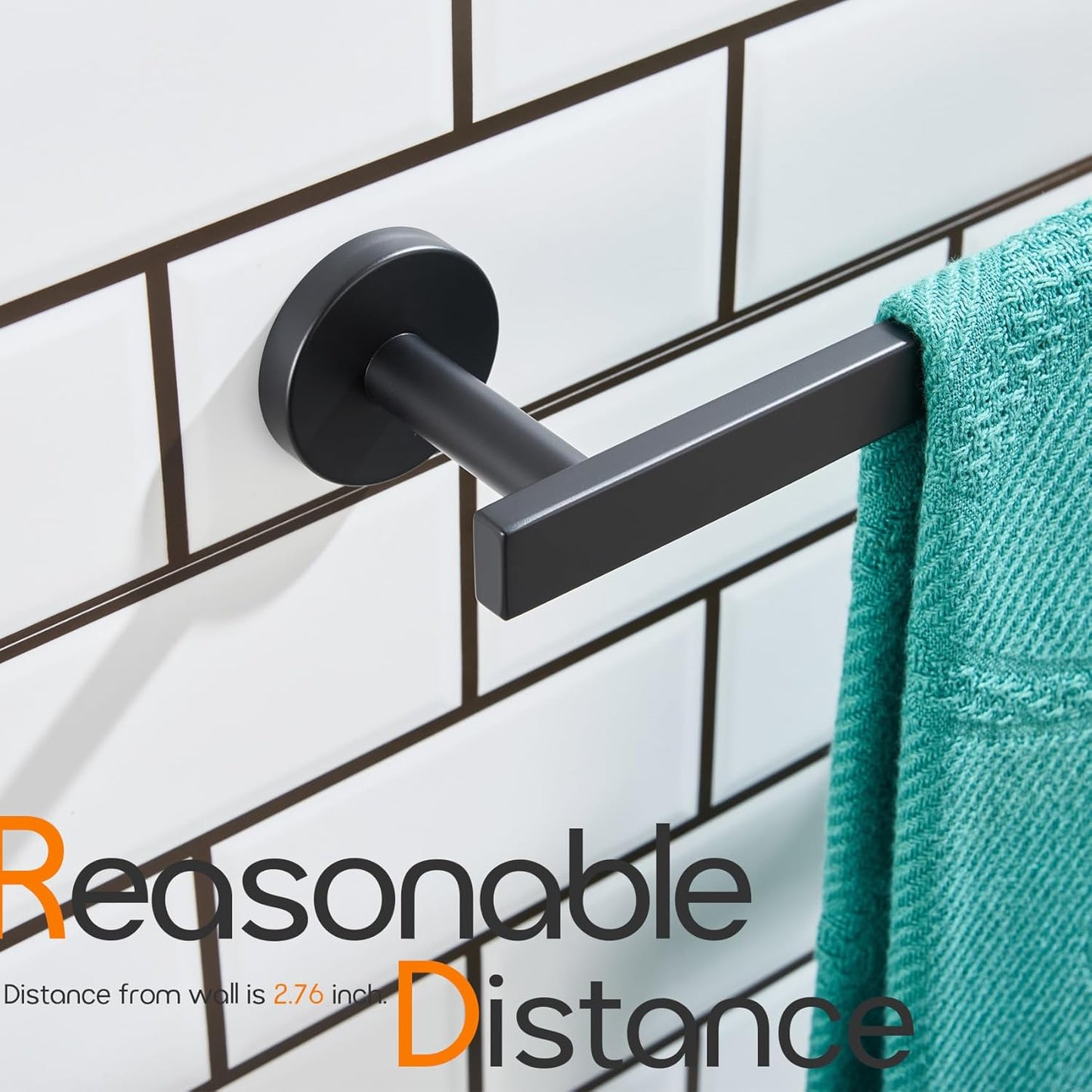 12 Inch Bathroom Towel Bar Bath Towel Rack Kitchen Towel Holder Towel Ring Wall Mounted SUS304 Stainless Steel 2 Pack Matte Black AN4001MB-L12-P2