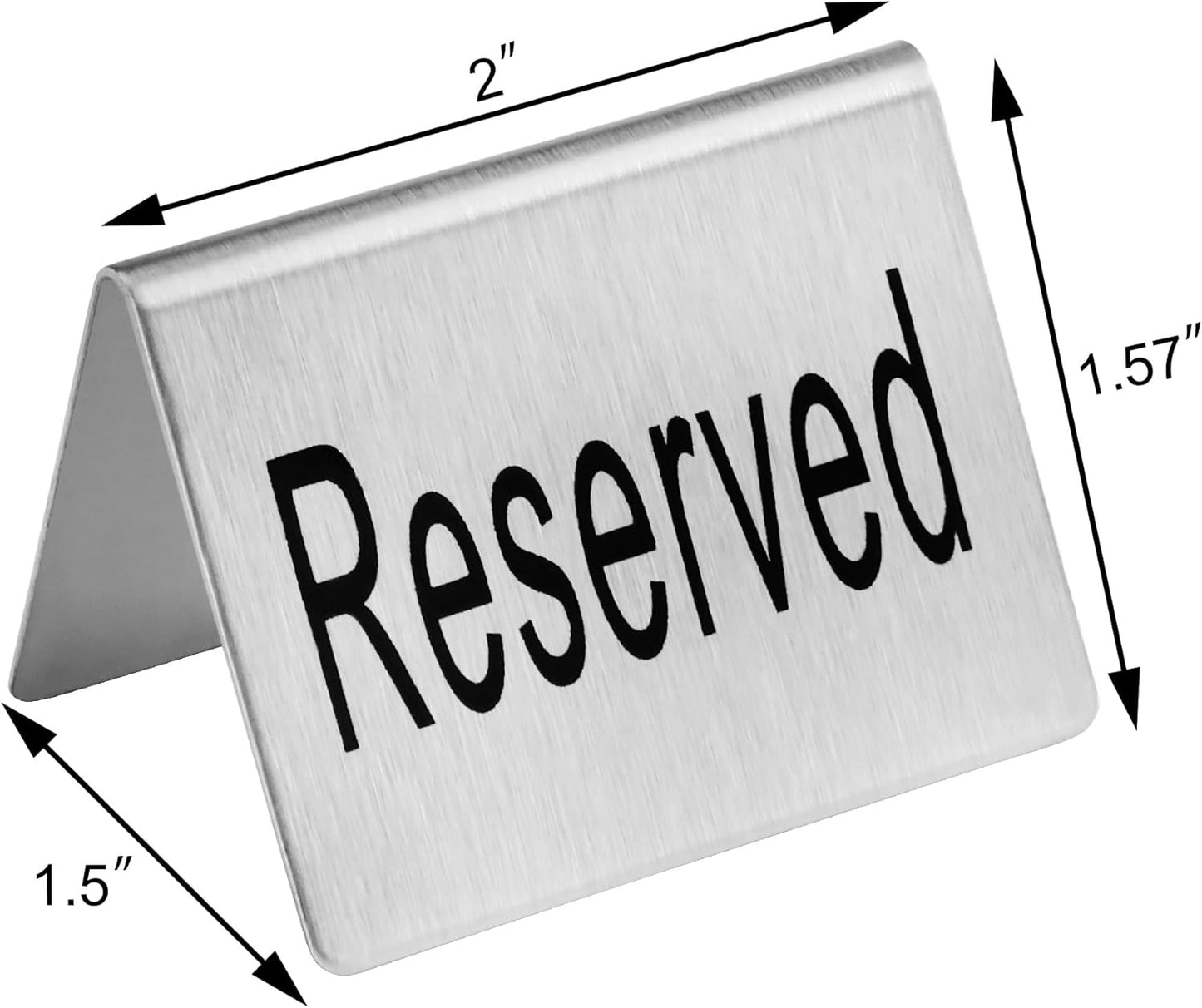 New Star Foodservice Stainless Steel Table Tent Sign (Silver (Reserved), 2"x 1.5" (Set of 2))