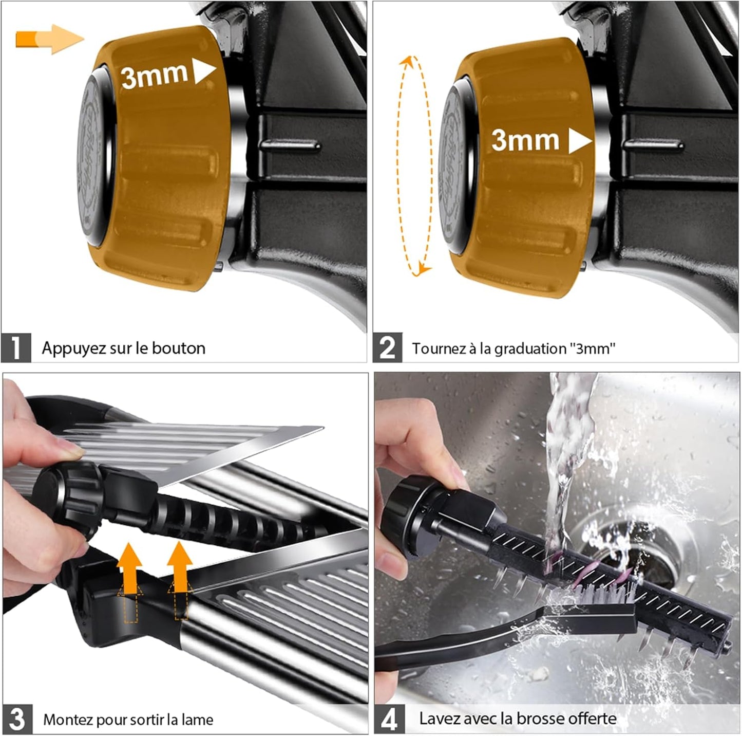 MASTERTOP Adjustable Mandoline Food Slicer,Vegetable Slicer Fruit Cutter,Stainless Steel Kitchen Mandolin,Julienne Slicers for Kitchen Onion Potato, Tomato, Carrot, Vegetable, and Fruit