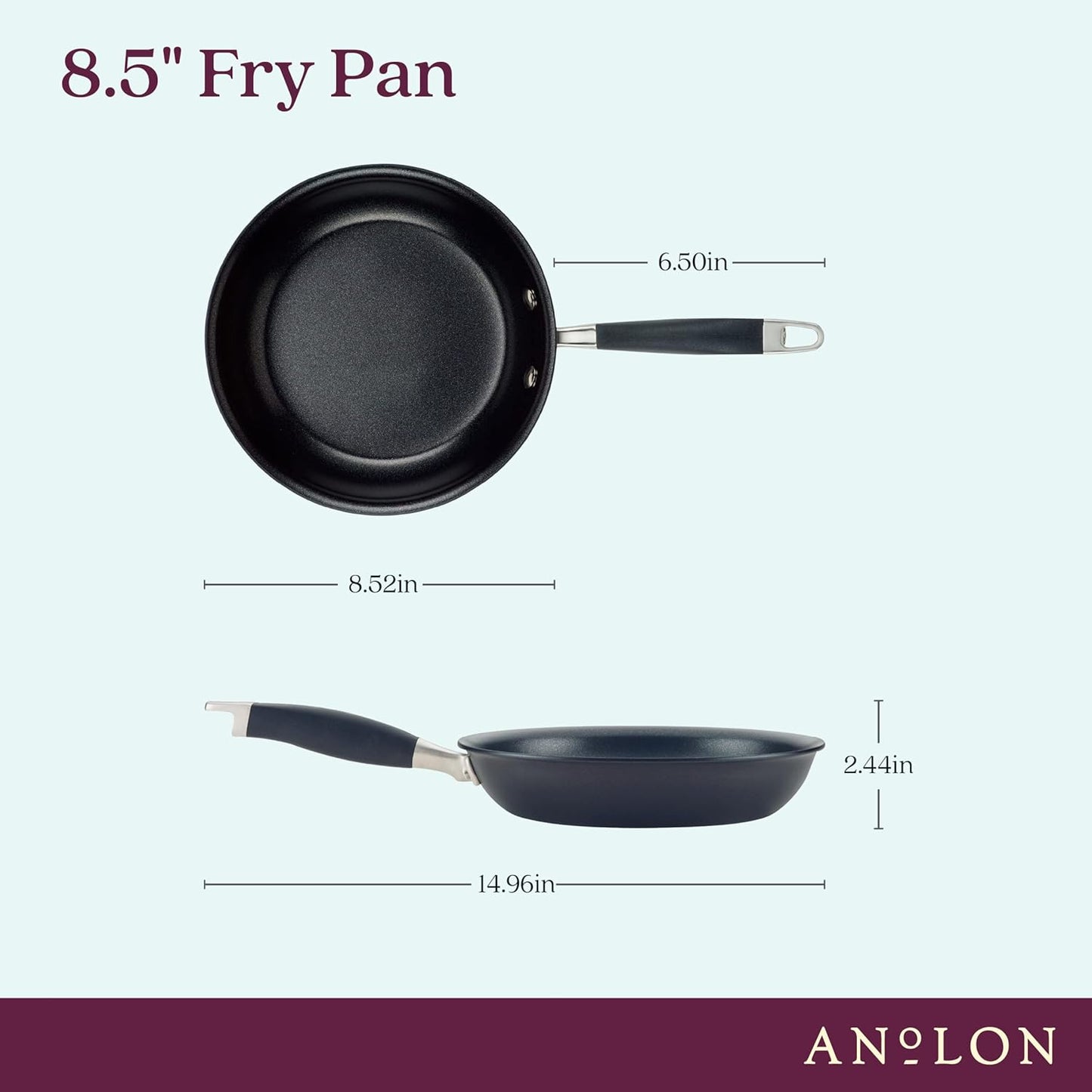 Anolon Advanced Home Hard Anodized Nonstick Frying Pan, 8.5 Inch – Small Non Stick Egg Pan, Durable Nonstick Skillet - Onyx
