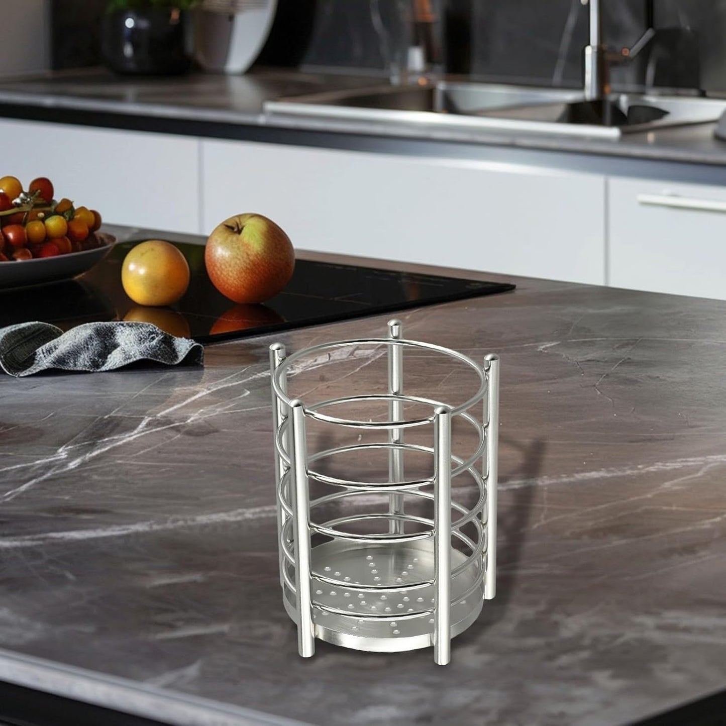 Utensil Holder, Stainless Steel Utensil Drying Rack, Dish Drainer for Kitchen Counter, Cutlery Flatware Holder Forks, Knives, Spoons, Chopsticks Organizer