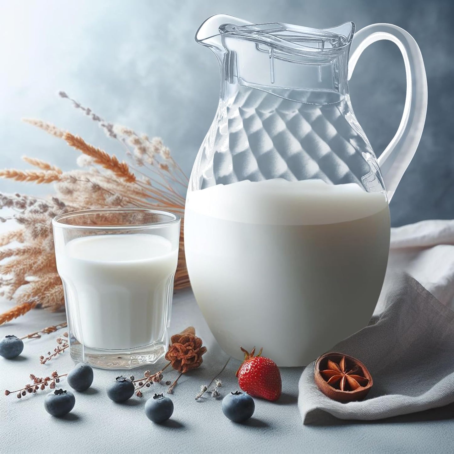 Amazing Abby - Bubbly Whirly Grand - Plastic Pitcher (96 oz, 3 Quart), Clear Water Pitcher with Lid, Fridge Jug, BPA-Free, Shatter-Proof, Great for Iced Tea, Sangria, Lemonade, Juice, Milk, and More