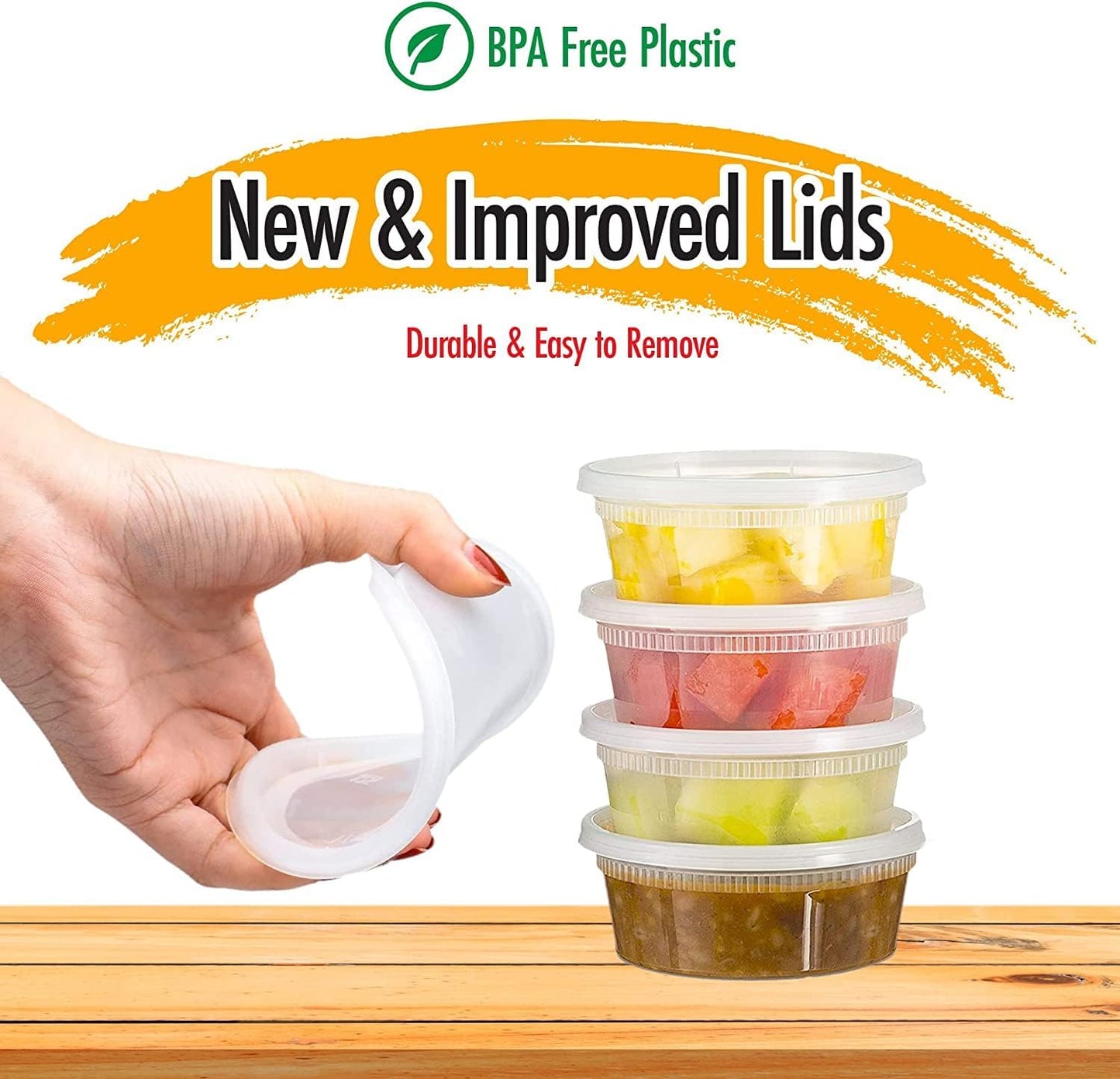 Deli Containers with Lids Leakproof - 240 Pack BPA-Free Plastic Microwaveable Clear Food Storage Container Premium Heavy-Duty Quality, Freezer & Dishwasher Safe (8oz 240 Sets)