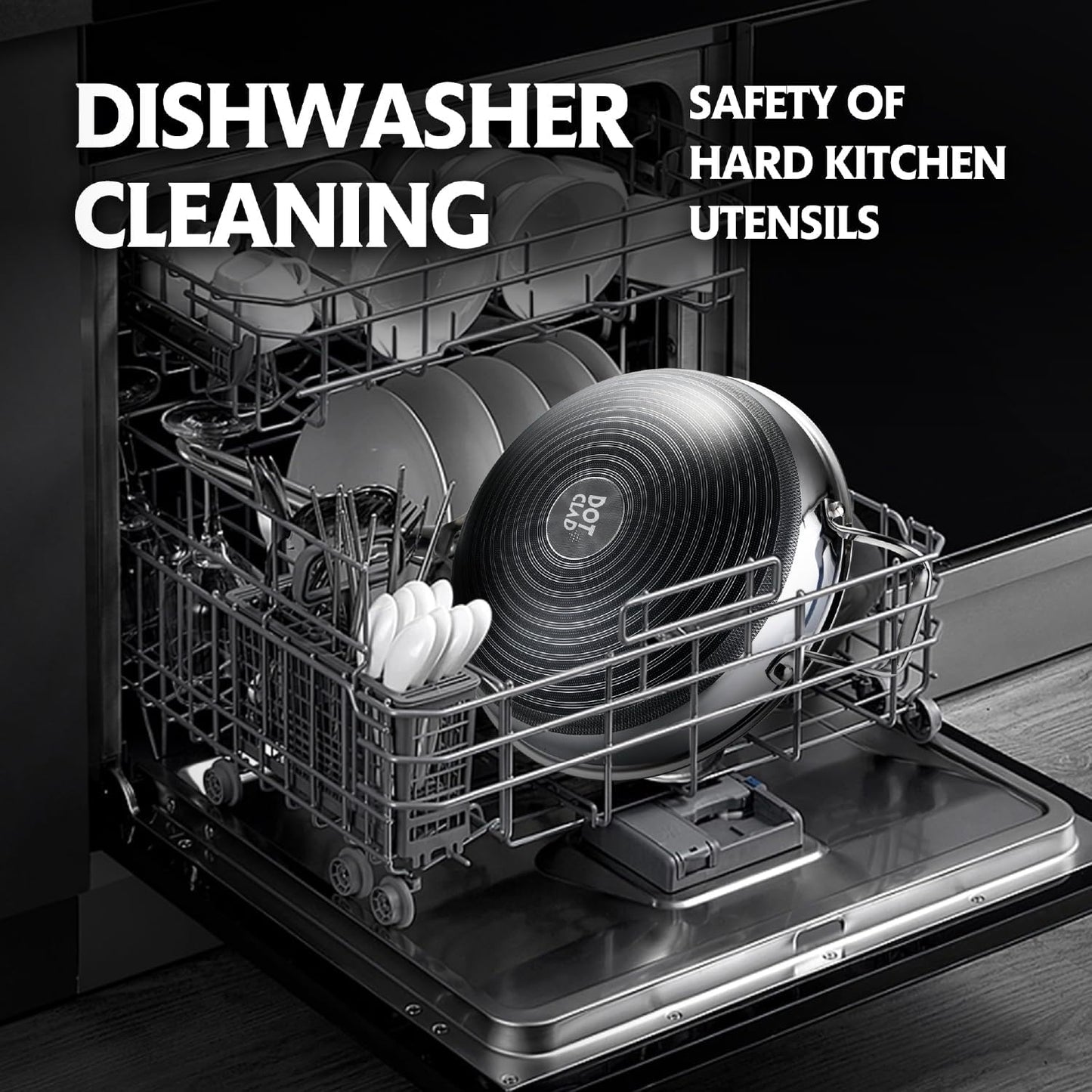 Wok pan,Hybrid 13 inch Wok with Lid, PFOA Free Cookware,non stick Stainless Steel Woks & Stir-fry pans Nonstick, Dishwasher and Oven Safe, Works on Induction