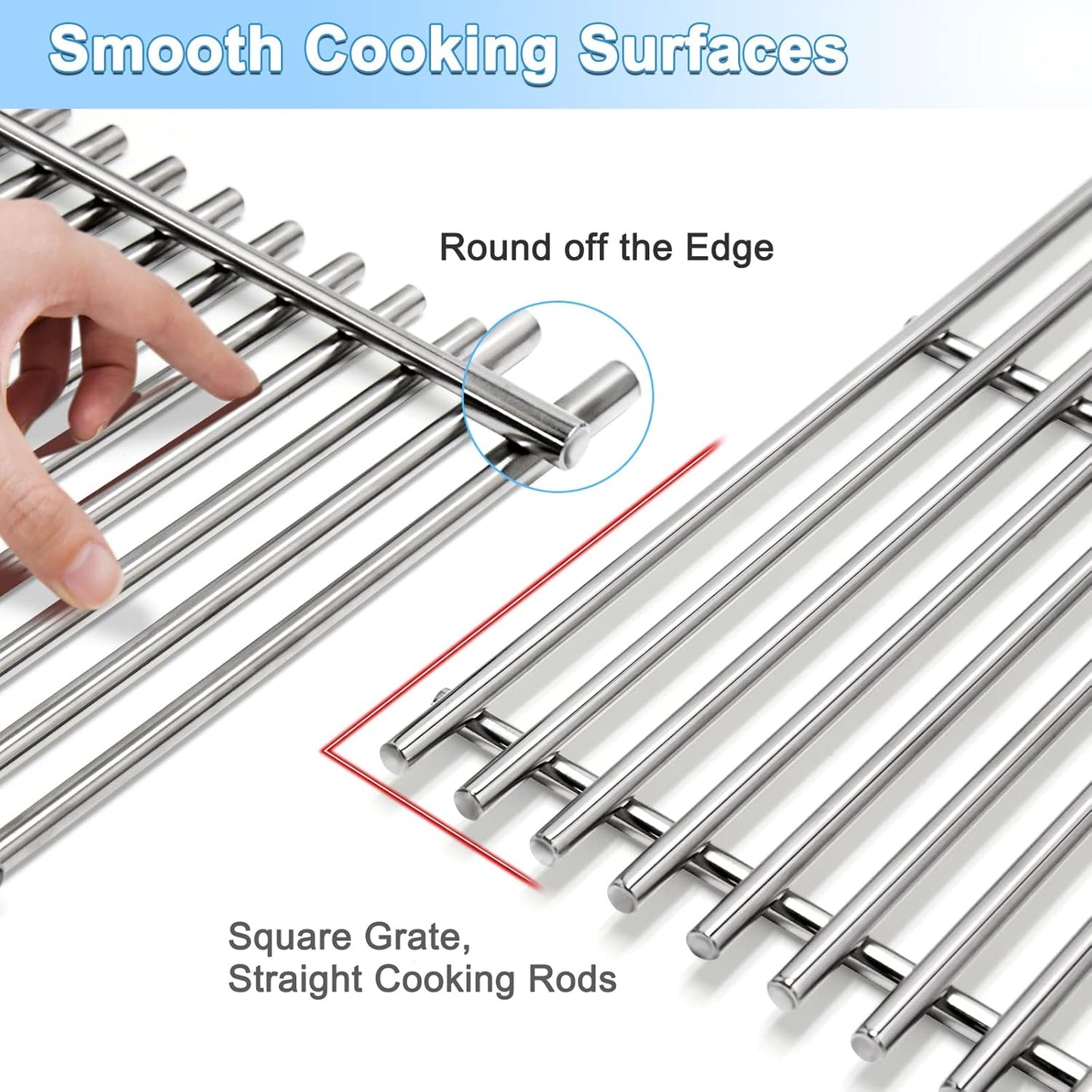 Adviace 18.75 Inch 66095 Grill Grate Replacement for Weber Genesis II 300 & II LX 300 Series, II E-310, II S-310, II S-335, II E-335, 304 Stainless Steel Cooking Grate for Weber Genesis Grill Parts.