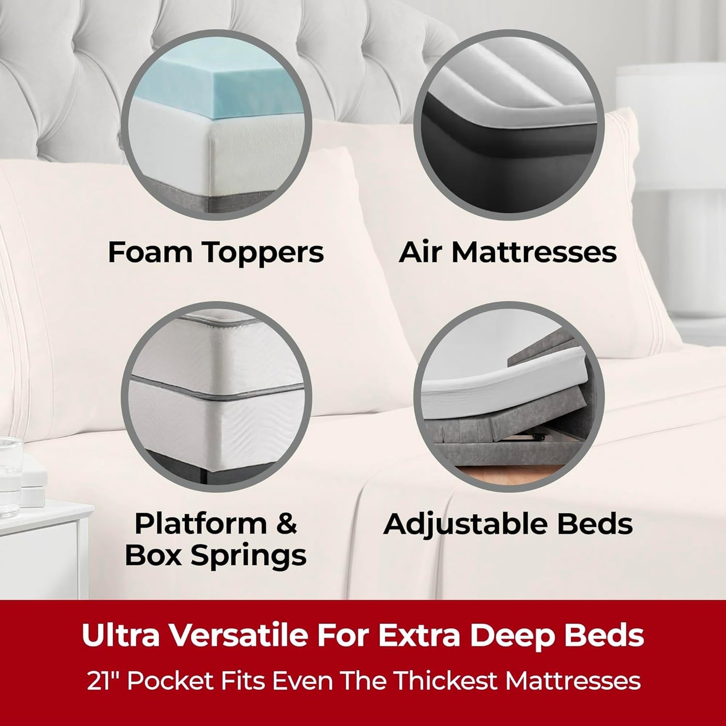 Mellanni Extra Deep King Sheets - 4 PC Iconic Collection Bedding - Hotel Luxury, Ultra Soft, Cooling Bed Sheets - Wrinkle, Fade, Stain Resistant (King, Beige)