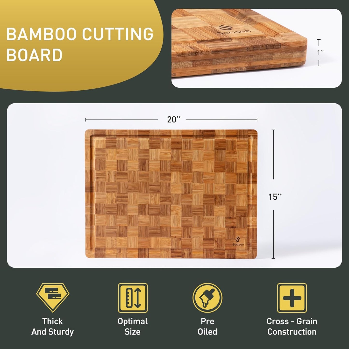Extra Large Bamboo Cutting Board Non Slip Over Sink Kitchen 2025 First Apartment Essentials Wooden Cutting Board New Home Must Haves Accessories House Warming Decor Housewarming Hostess Host Gifts