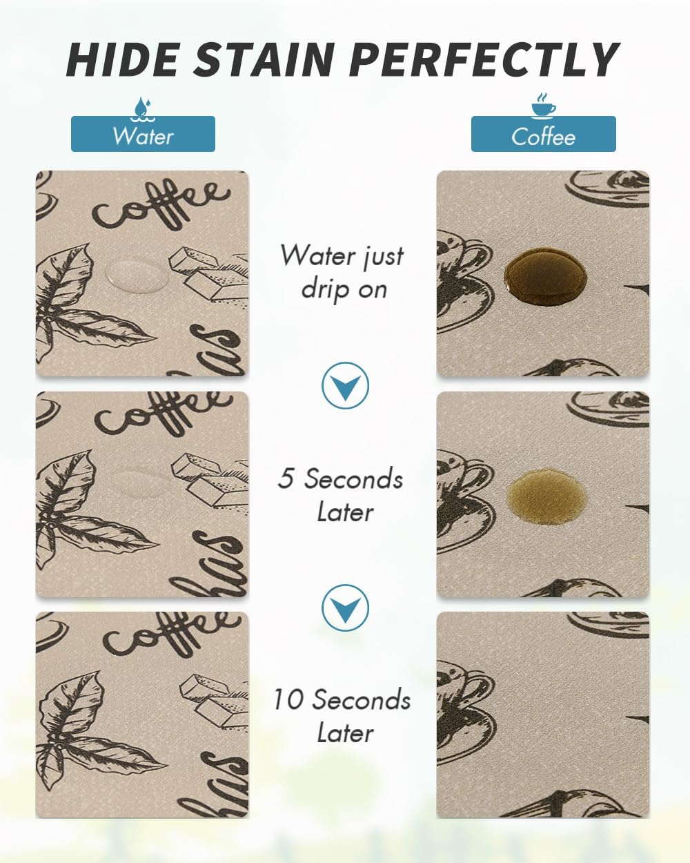 AMOAMI Coffee Mat Hide Stain Rubber Backed Absorbent Dish Drying Mat for Kitchen Counter - Fits Under Coffee Maker & Espresso Machine (17X31.5, MILK TEA)