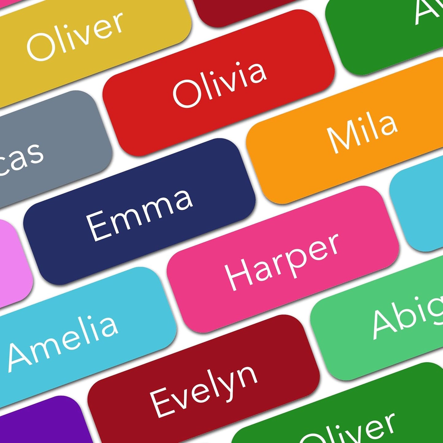 Personalized Labels (45 Labels) (1.6" 0.6") Medium Custom Name Stickers - Waterproof for Kids, Toddlers and Parents