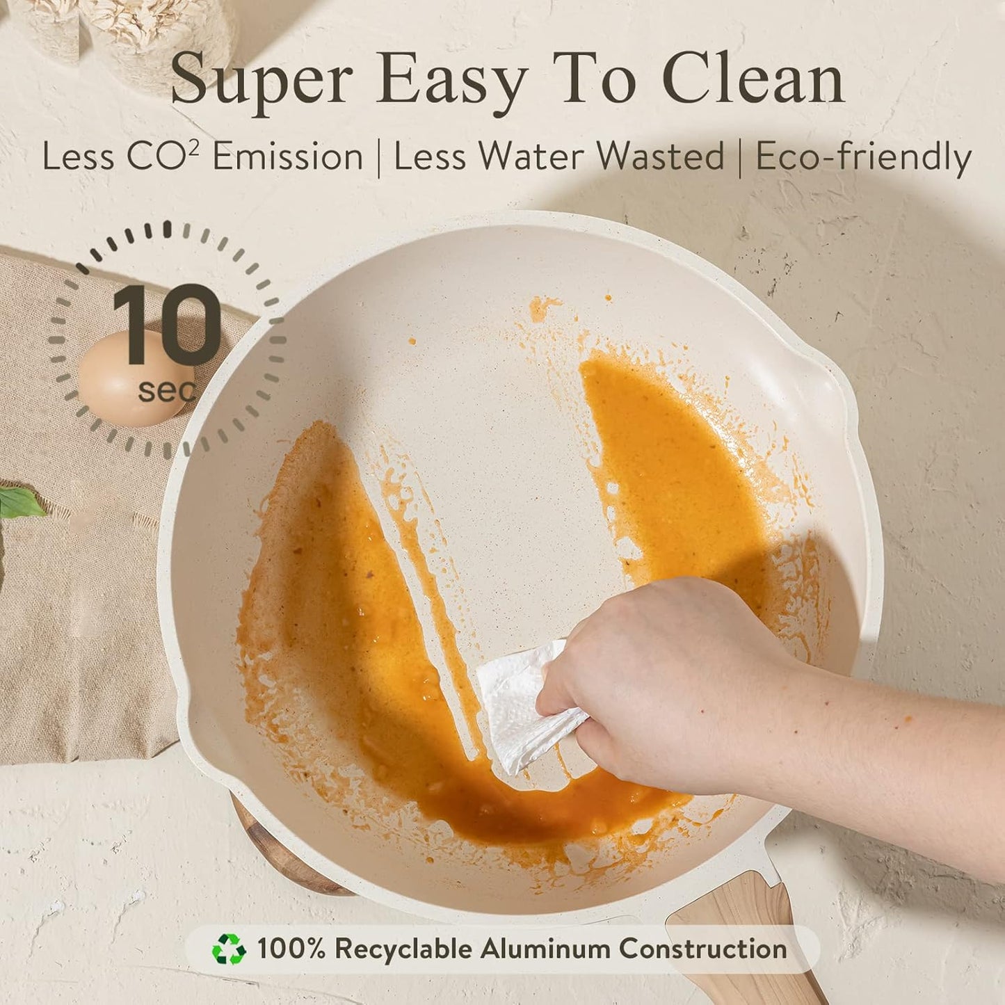 CAROTE 12Inch Nonstick Deep Frying Pan with Lid, 5.5 Qt Jumbo Cooker Saute Pan with Pour Spout, Skillet Induction Cookware, Non Stick Cooking Pan Kitchen Pan PFOA Free, White Granite