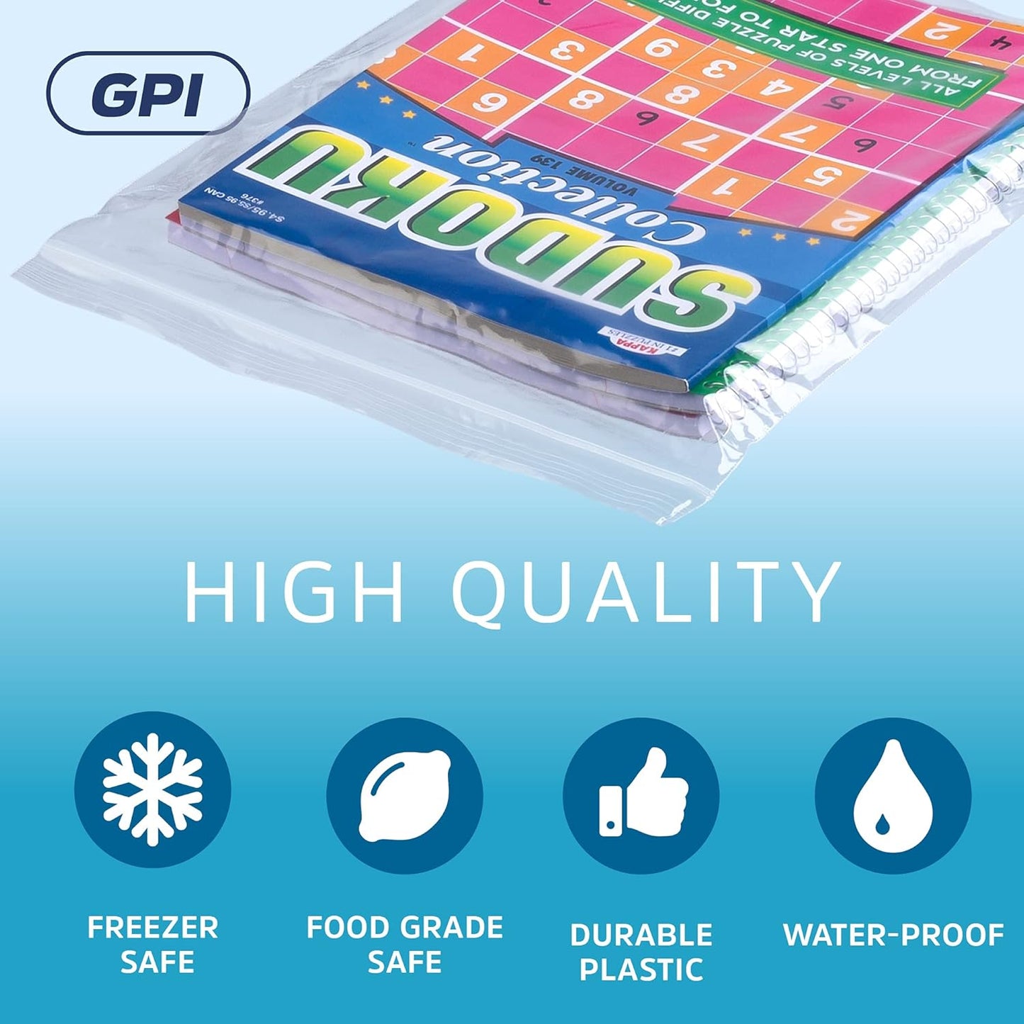 GPI - 8" x 12", Case of 1000, Clear Plastic Reclosable Zip Bags, 2 Mil Thick, Zip Poly Bags with Resealable Lock Seal Zipper For Food, Apparel, Medical, Household & Office Supplies