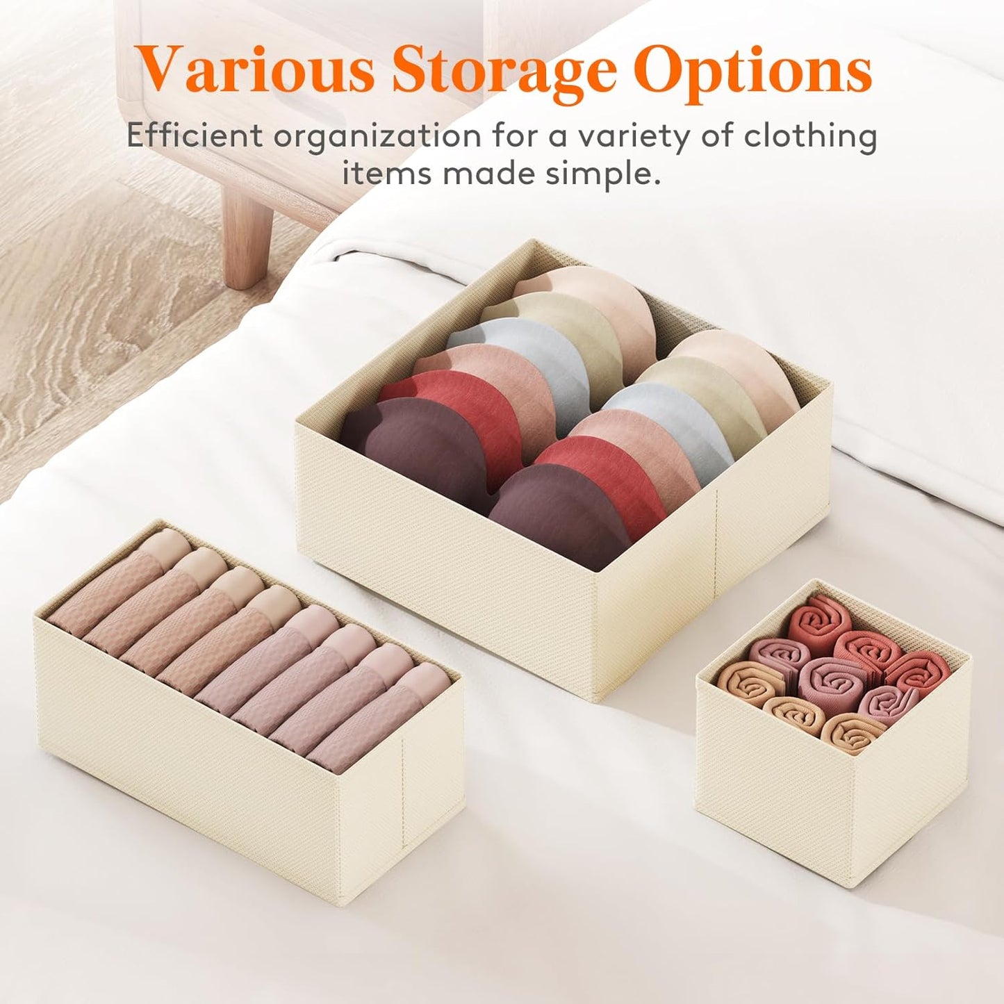 Lifewit 24 Pack Drawer Organizer, Dresser Underwear Drawer Organizer Bins, Foldable Fabric Closet Organizers, Storage Drawer Dividers, Dorm Room Essentials for Clothing, Socks, Towels, Ties Khaki