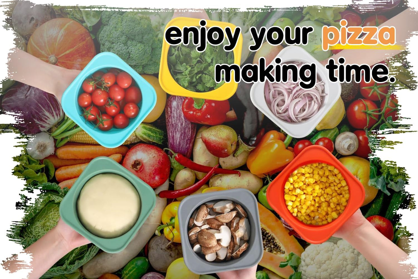 Stackable Silicone Artisan Pizza Dough Proofing Boxes Proving Containers with Lids pizza making accessories-3 pack-500ml portion (Green)