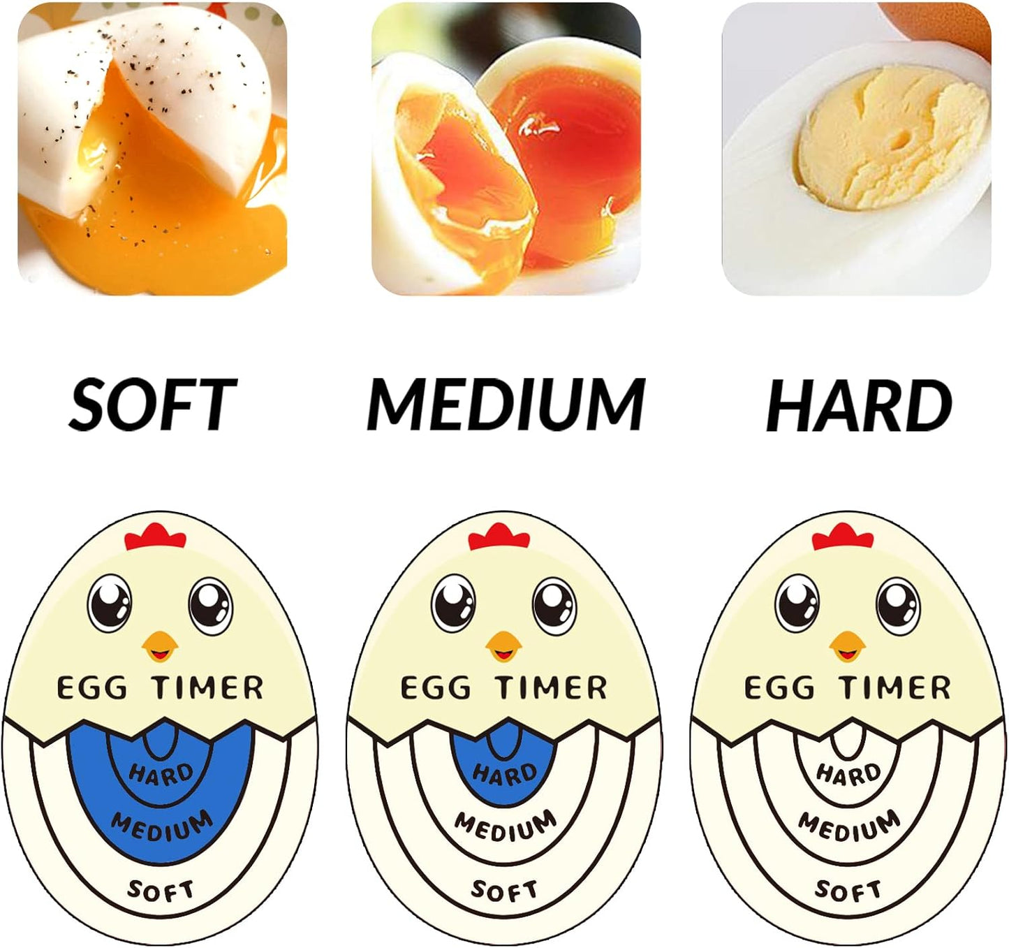 Lasubst Egg Timer That Goes in Water for Soft Medium Hard Boiled Eggs, 1 Red 1 Blue