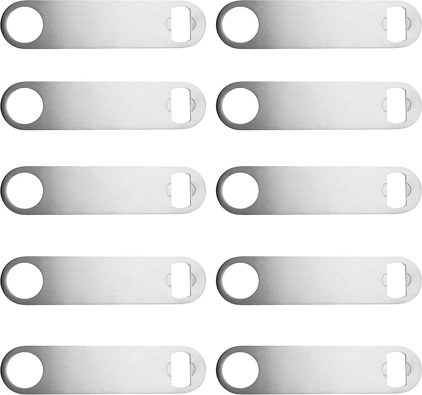 Stainless Steel Beer Bottle Openers Set of 10, Bulk Pack - Bartender Kit, Bar Accessories, Perfect for Parties, Indoor & Outdoor Events - Silver