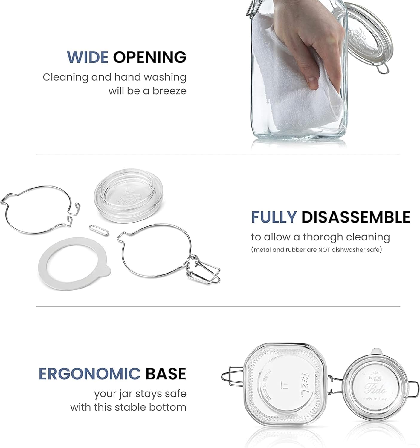 Bormioli Rocco Fido Clear Glass Jar with 85 mm Gasket,0.5 Liter (Pack of 2)