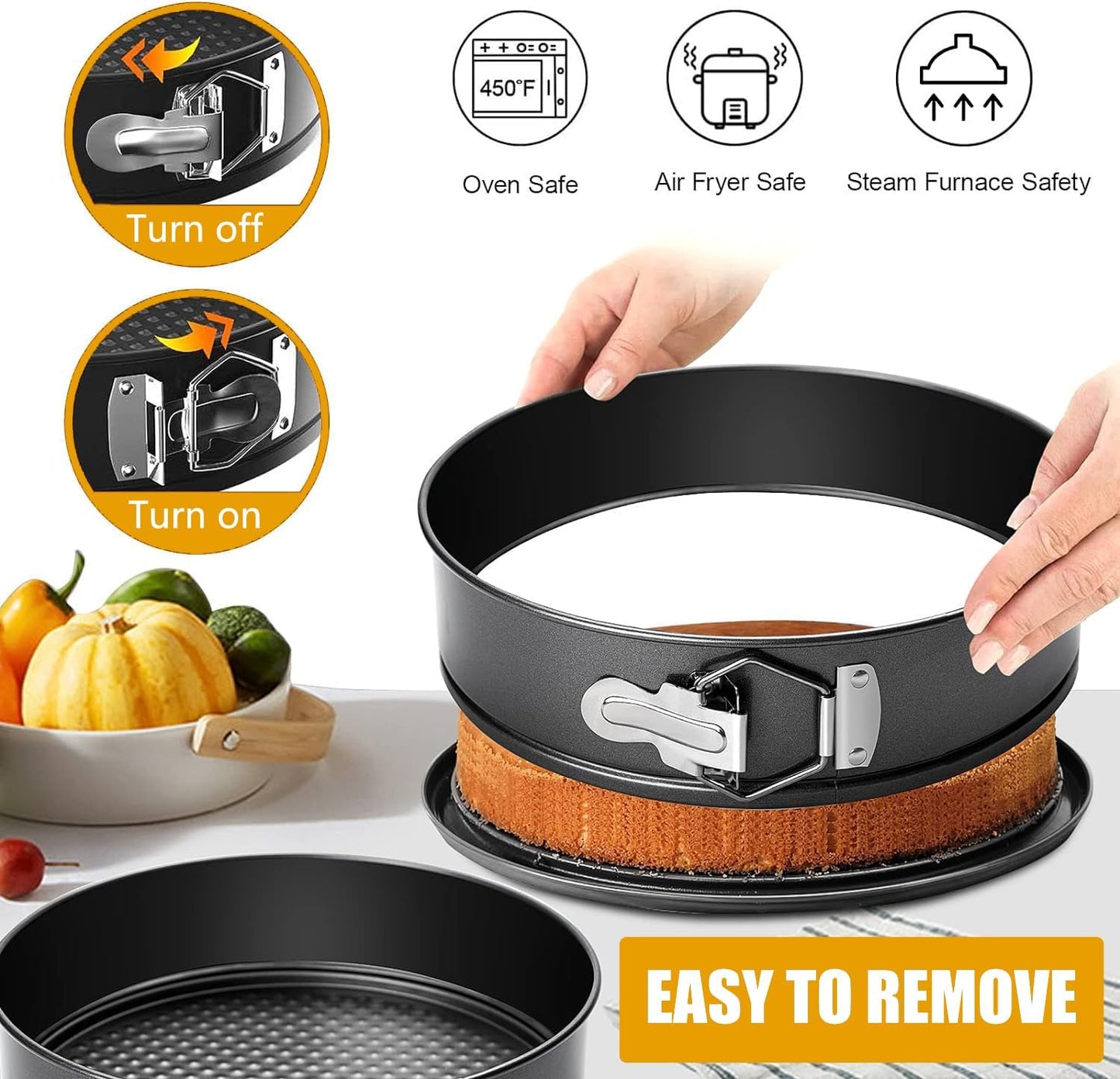 9 Inch Springform Pan Baking Pans Round Leakproof Nonstick Removable Bottom Bakeware for Cake, Cheesecakes, Pizza, and Quiches
