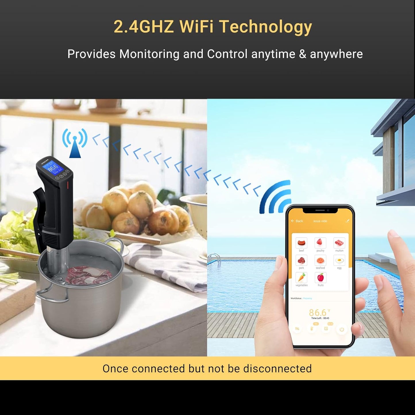 Inkbird WIFI Sous Vide Cooker & 44PCS Electric Vacuum Sealer Sous Vide Kits Recipes on APP and 1000W Sous Vide Machine| Sous Vide Starter Kits with 30PCS Sous Vide Bags Electric Pump Clips