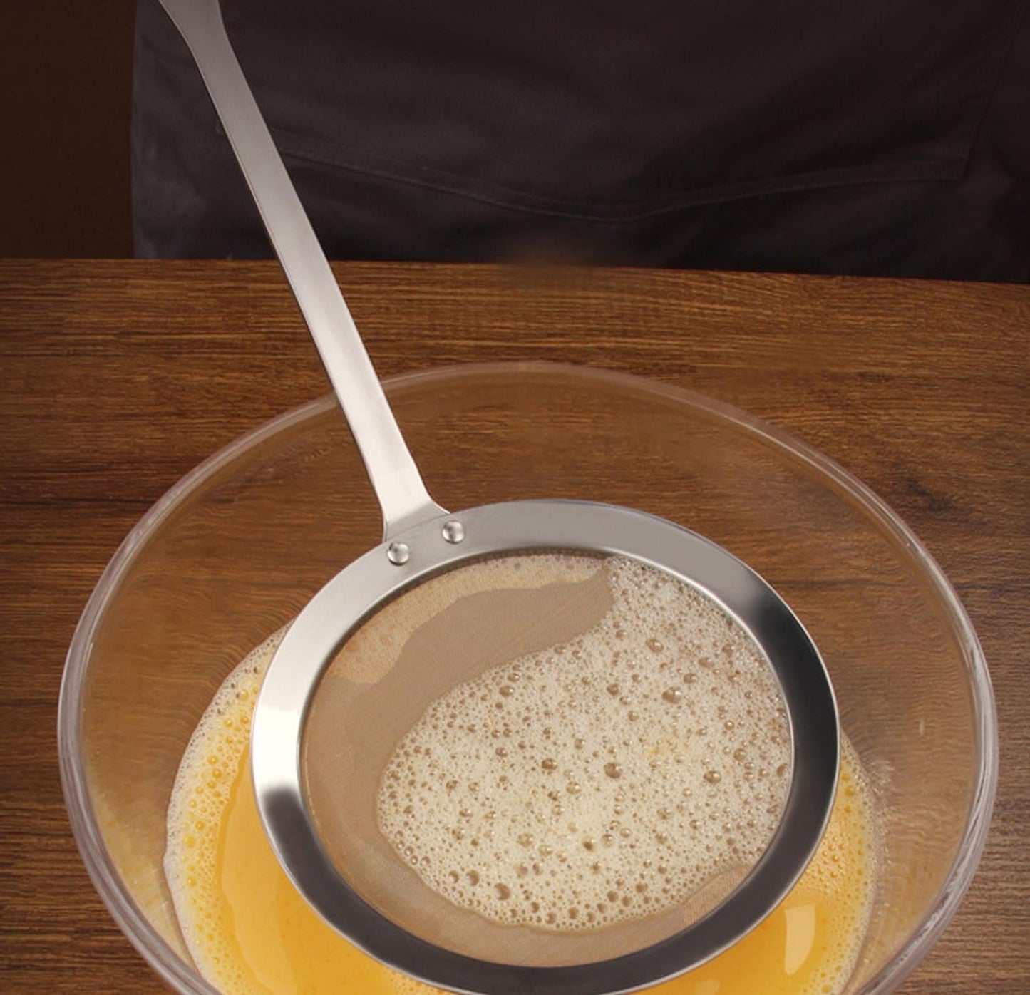 Stainless Steel Fat Skimmer Spoon, Kitchen Fine Mesh Food Strainer and Hot Pot Skimmer with Long Handle for Skimming, Cooking, Frying, Grease, Gravy and Foam (4.7")