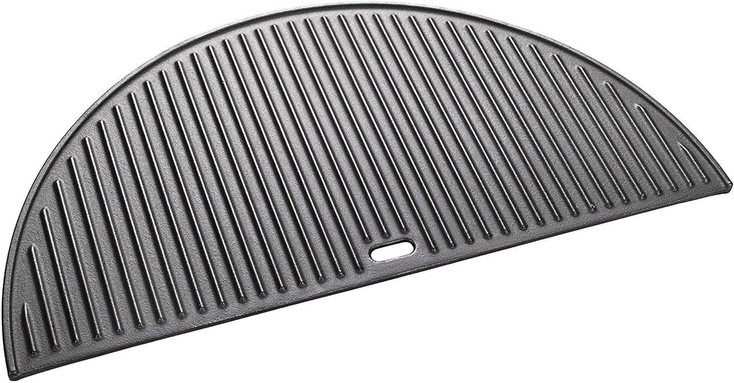 18" Half Moon Cast Iron Reversible Griddle for Kamado Joe KJ-23RHC Classic II, KJ23NRHCI Classic III, KJ23RH Classic I, Stand-Alone Classic, Large Big Green Egg, Kamado Grill Replacement Part