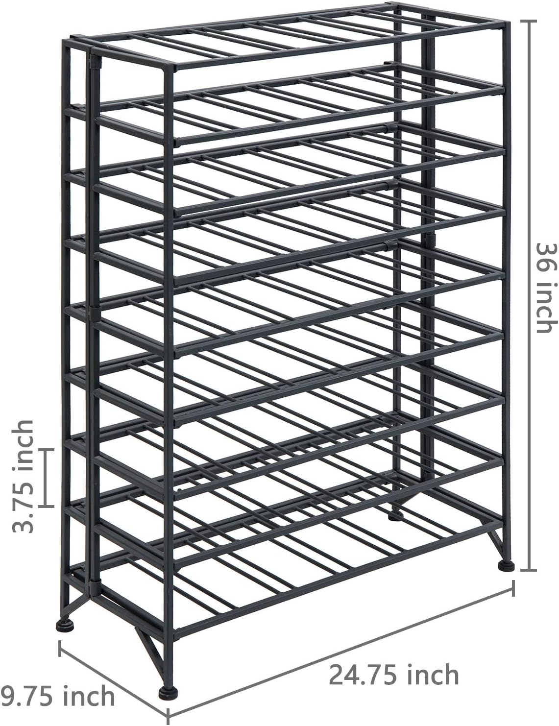 MyGift Gray Metal Wine Rack Freestanding Floor Stand, 9 Tier Wine Bottle Shelf - Holds up to 54 Bottles
