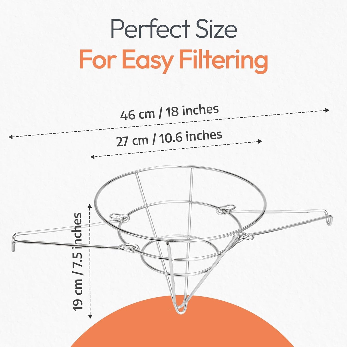 Cleaner Oil, Better Filtration – Stainless Steel Cone Filter Holder with 20 Paper Filters | 10-Inch Cone Filters for Longer-Lasting Frying Oil & Maple Syrup