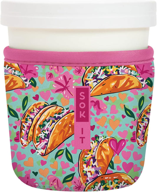 Sok It IceCreamSok Insulated Neoprene Cover (Taco 'Bout, Tapered Ice Cream Pints)