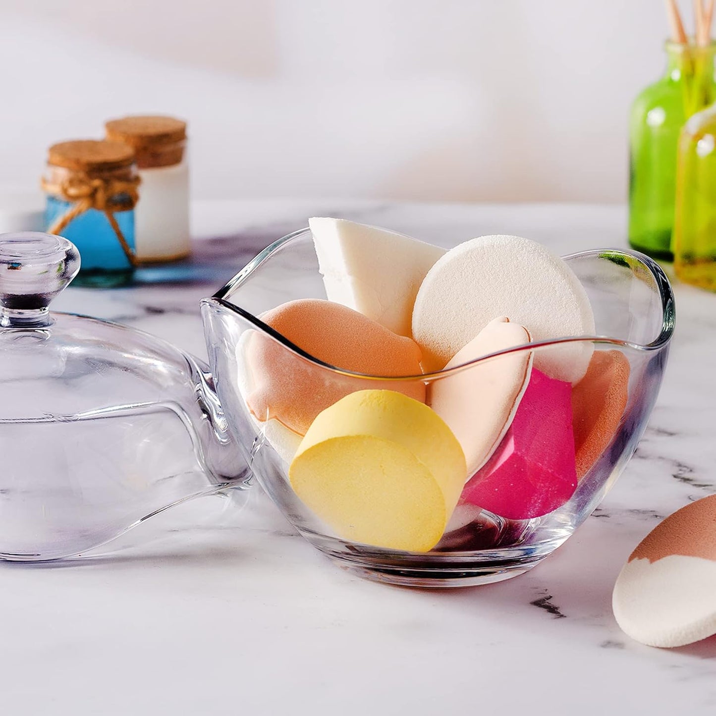 Volarium Candy Jars for Candy Buffet, Candy Dish with Lid, Glass Bowl and Food Storage Container, Decorative Cookie Jars, Apothecary Jars