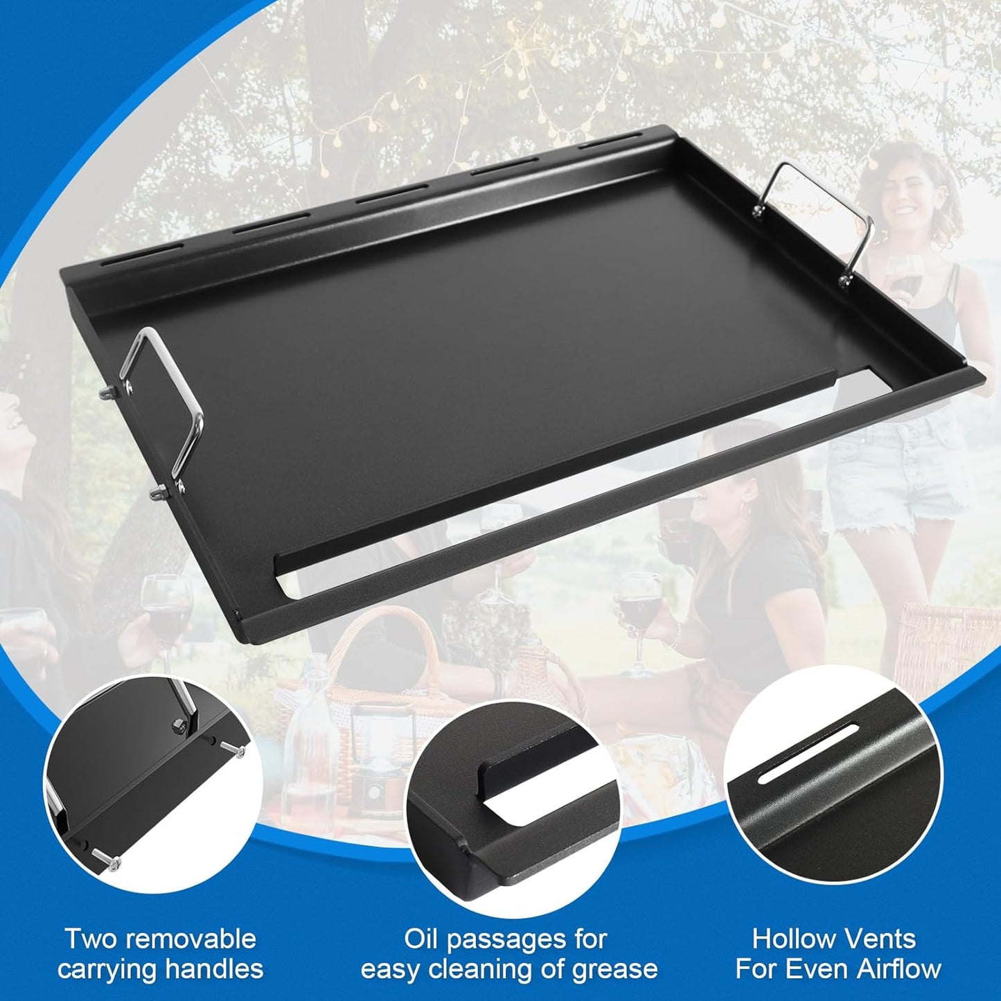 6787 Full Size Griddle Inserts for Weber GS4 Spirit I & II 300 Series Flat Top Grill Plate with Handles for Weber Spirit 2 E310 E330 E320 E330, S310 S315 Grill Parts