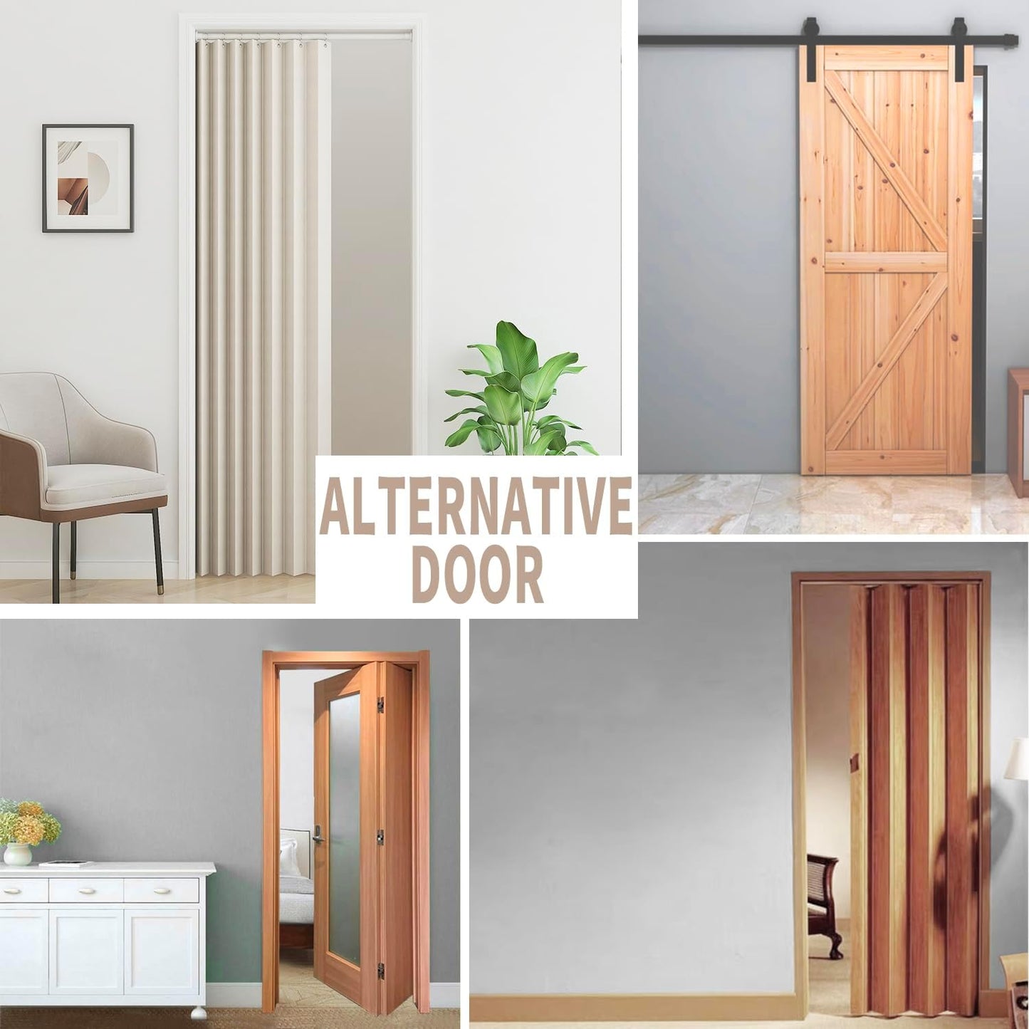 Vatge Closet Curtains, Accordion Style Door Curtains for Doorways, Pleated Folding Doors Curtain for Closet and Room Divider, 1 Panel, W39 x L78, Beige