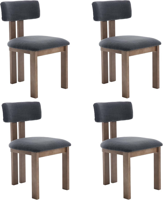chairus Dining Chairs Set of 4 Linen Fabric Diner Chairs Farmhouse Wood Chairs for Kitchen and Dining Room, Black