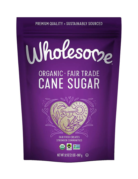 Wholesome Sweeteners 32-Ounce Organic Cane Sugar, Fair Trade, Non GMO, Gluten Free, Pure & Vegan, for Baking and Sweetening, 12 Pack