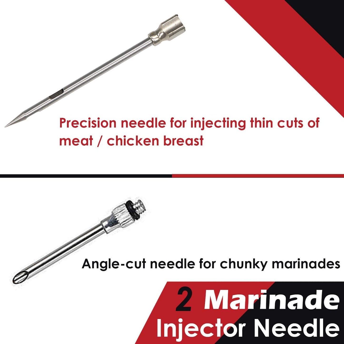 Stainless Steel Turkey Baster & Barbecue Basting Brush With 2 Flavor Injector Needles - Food Grade Syringe Baster For Cooking & Basting - Ideal For Butter Dripping, Roasting Juices For Poultry (Red)