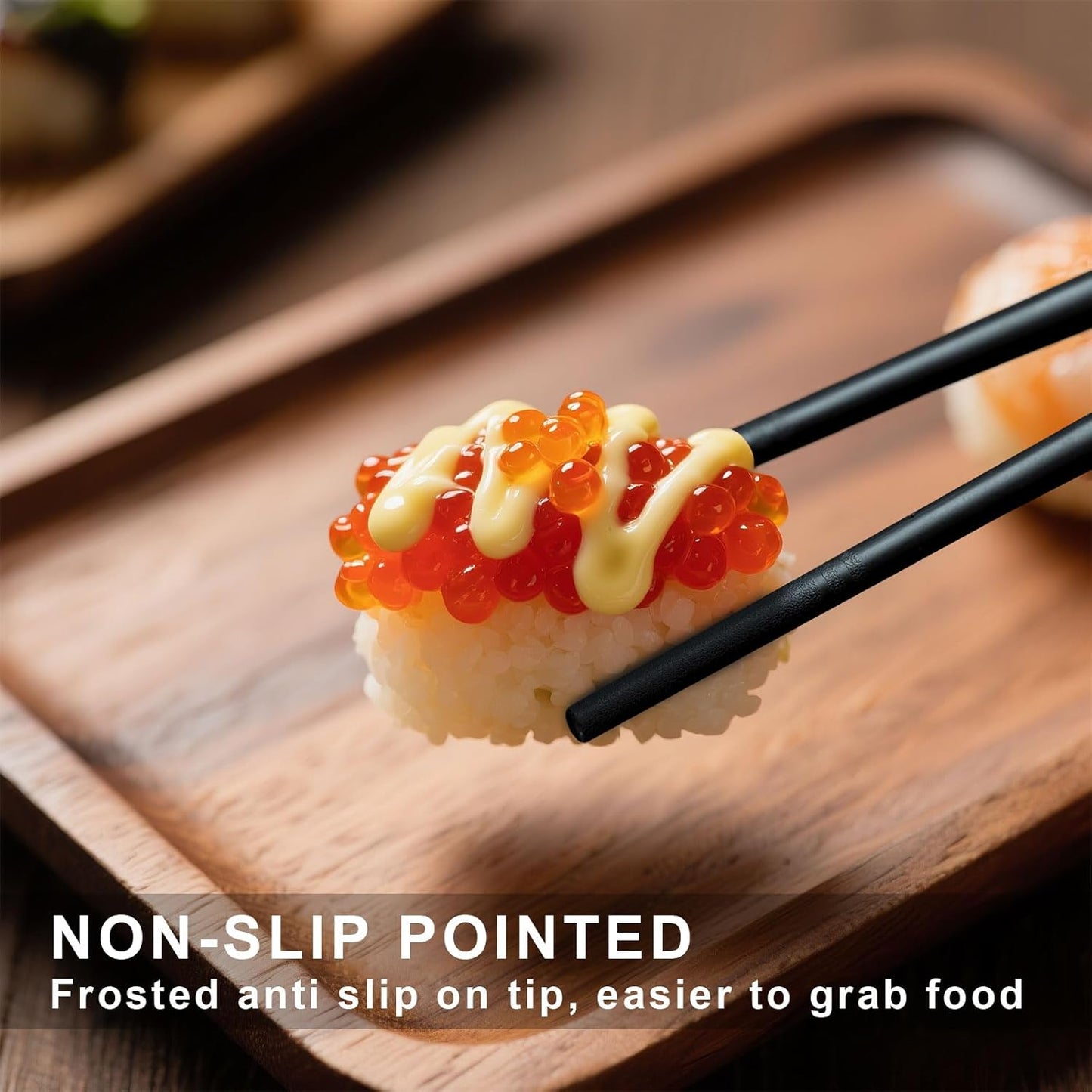 Chopsticks Reusable 5 Pairs Fiberglass Chopsticks Dishwasher Safe Square Lightweight Non-Slip Chop Sticks Set (silvery)