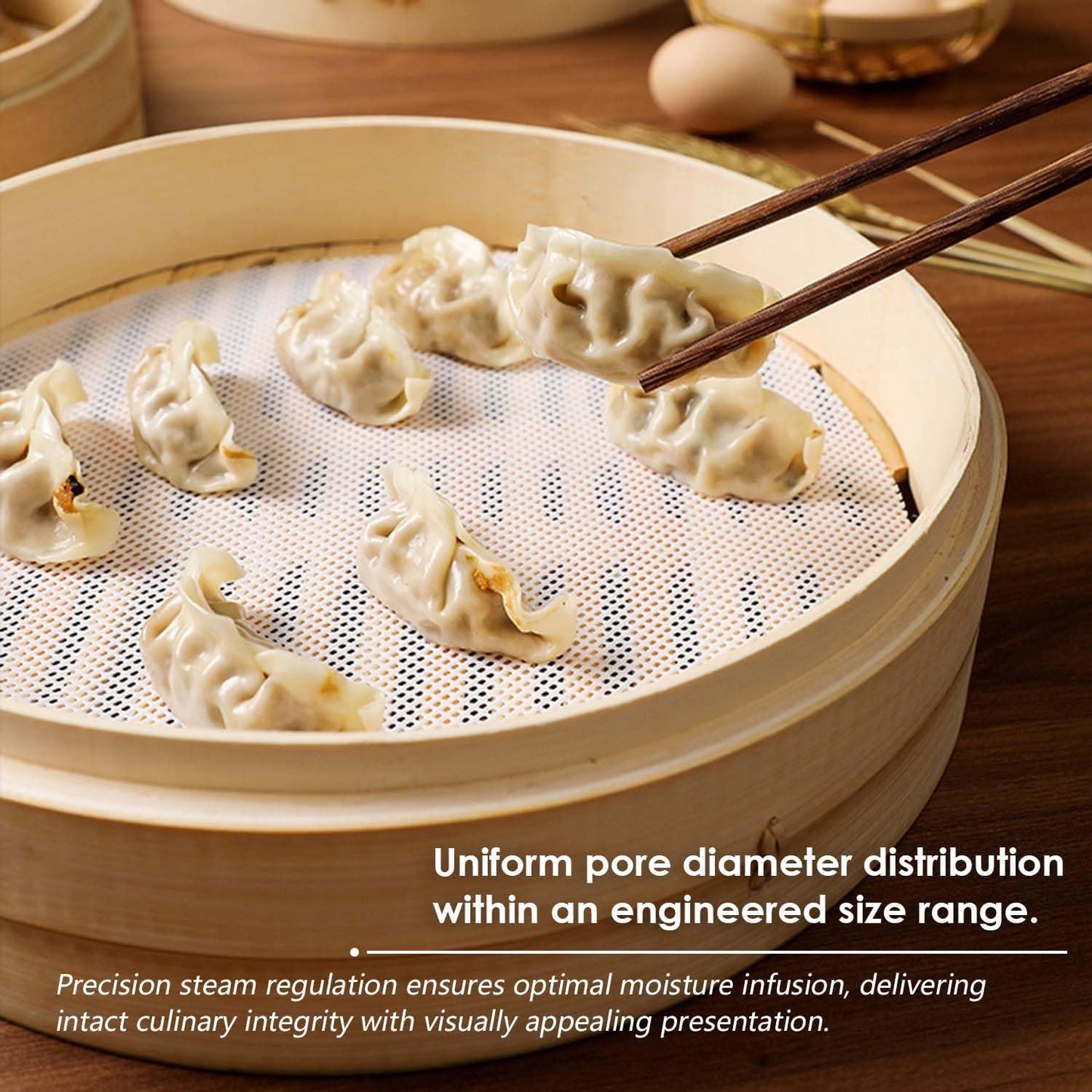 Bamboo Steamer Silicone Liners 12-Inch 6Pcs, BPA Free, Reusable & Non Stick for Food Steamer, Air Fryer, Steaming Dumpling Dim Sum Vegetable, Round Mesh Parchment Baking Sheet Paper