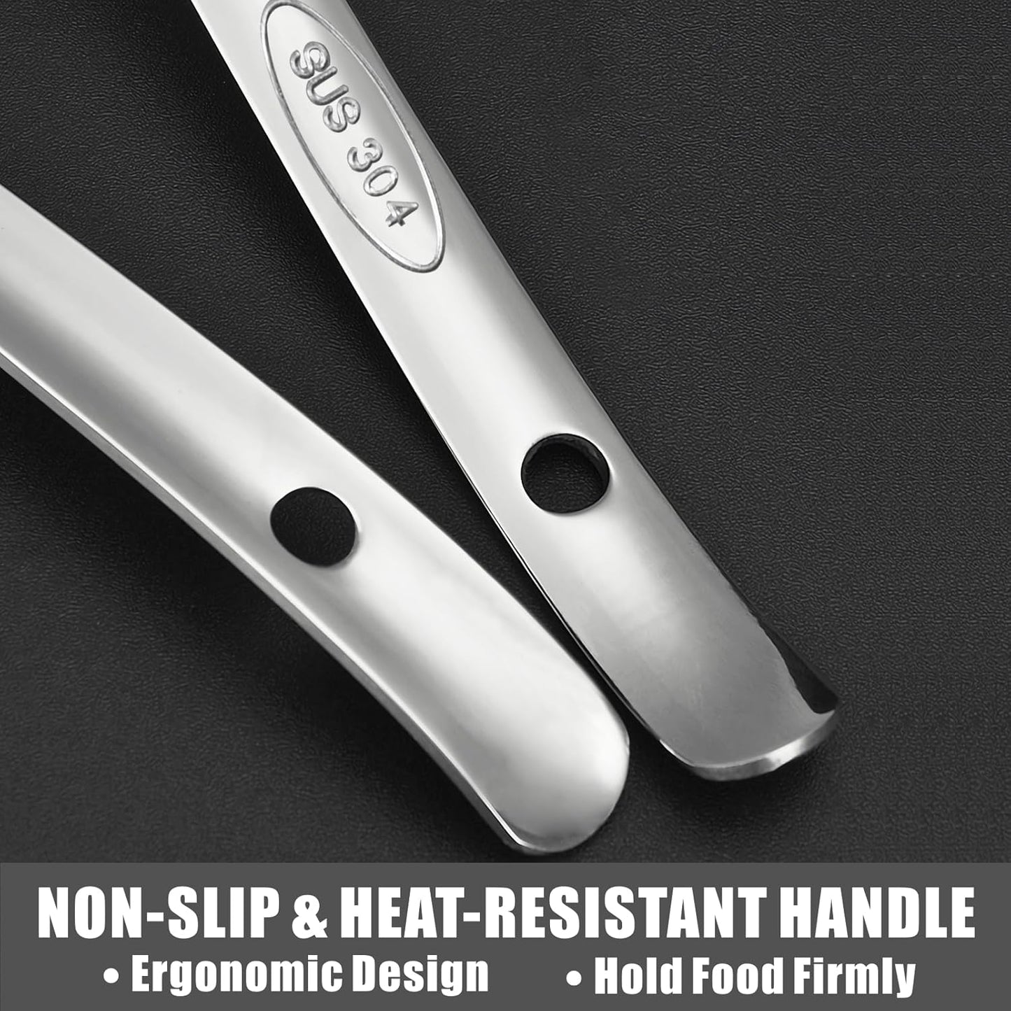 Large Serving Cooking Spoon Set, Stainless Steel Soup Gravy Ladle, Solid Slotted Metal，for Mixing, Serving, Stirring (2-Piece)