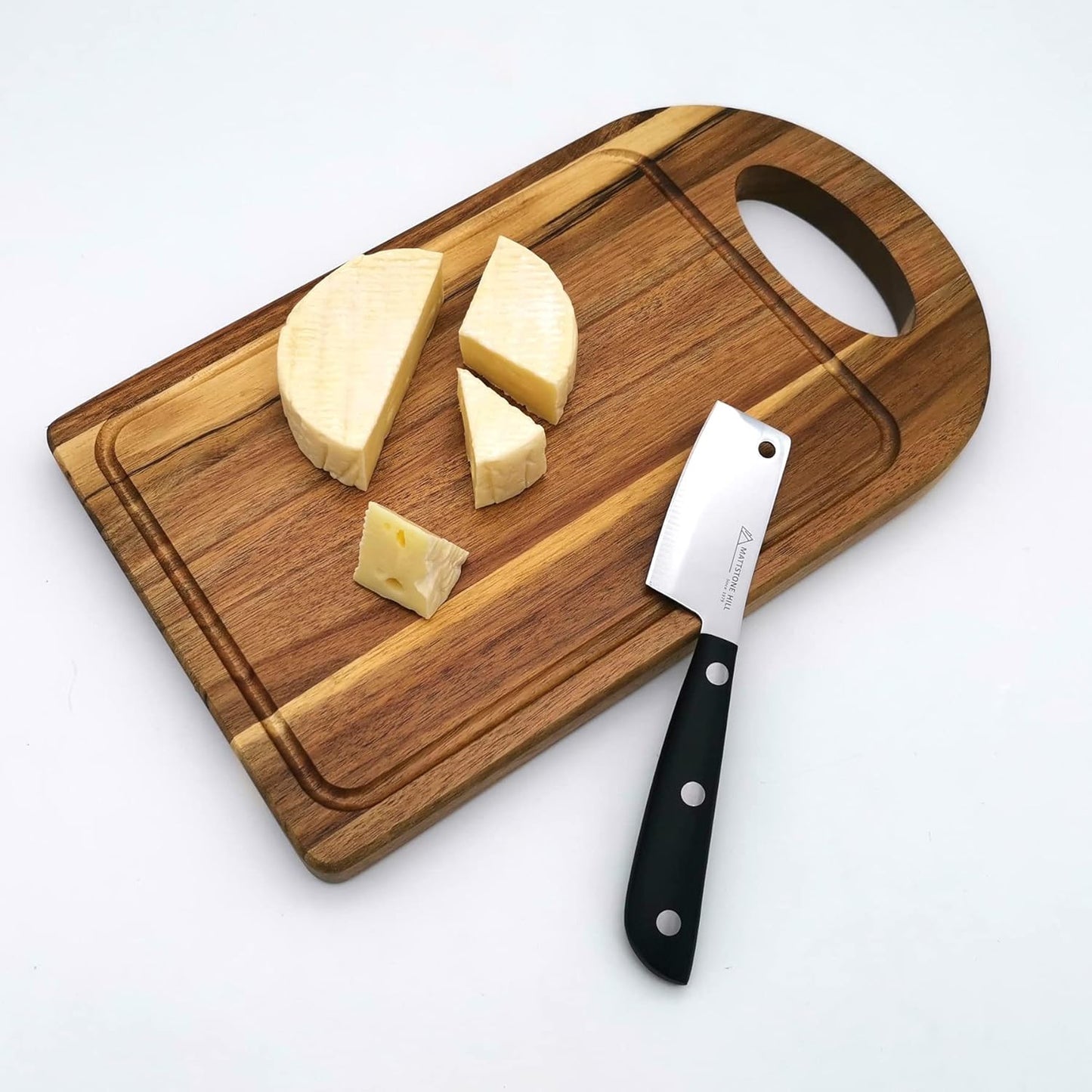 Cheese Knife - MATTSTONE HILL Cheese Cleaver, Hard Cheese Cutter, Premium Stainless Steel, Black Handle