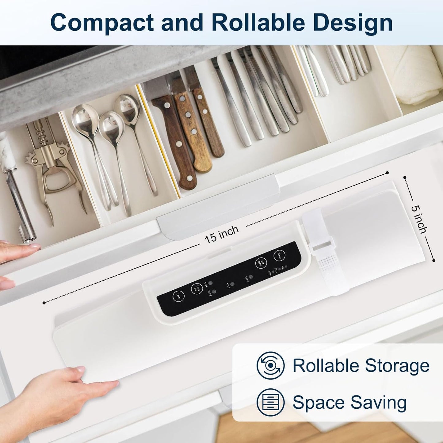 Warming Mat for Food, Full Surface Heating Electric Warming Tray for Food, 3-Temperature Settings Portable Food Warming Mat, Auto Shut-Off Rollable Warming Trays for Buffets Party, Gatherings White