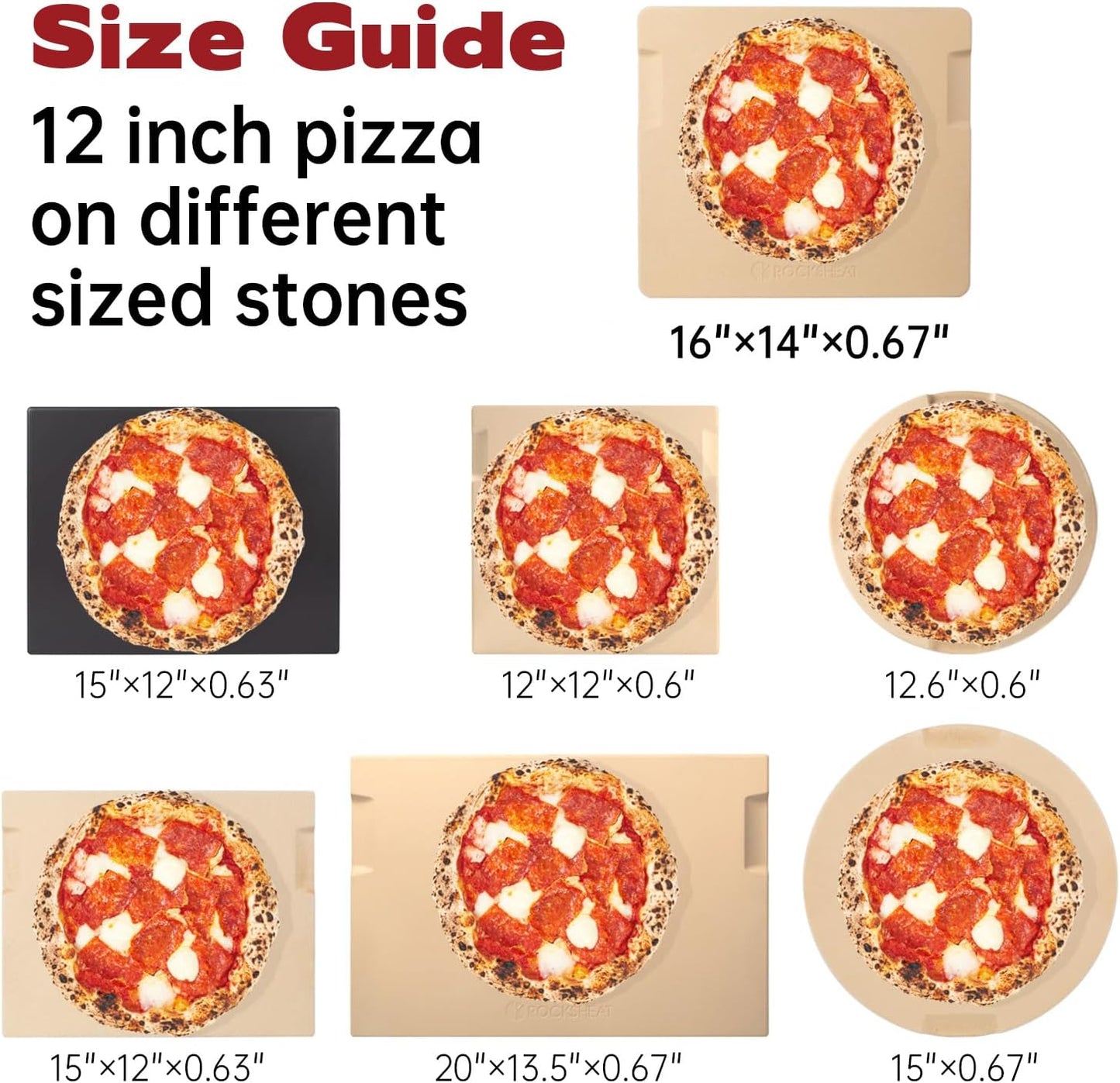 Large Pizza Stone, 16"x14" Rectangular Pizza Stone for Oven Grill BBQ, Baking Stone for Pizza Bread, Unique Built-in 4 Handles Cooking Stone