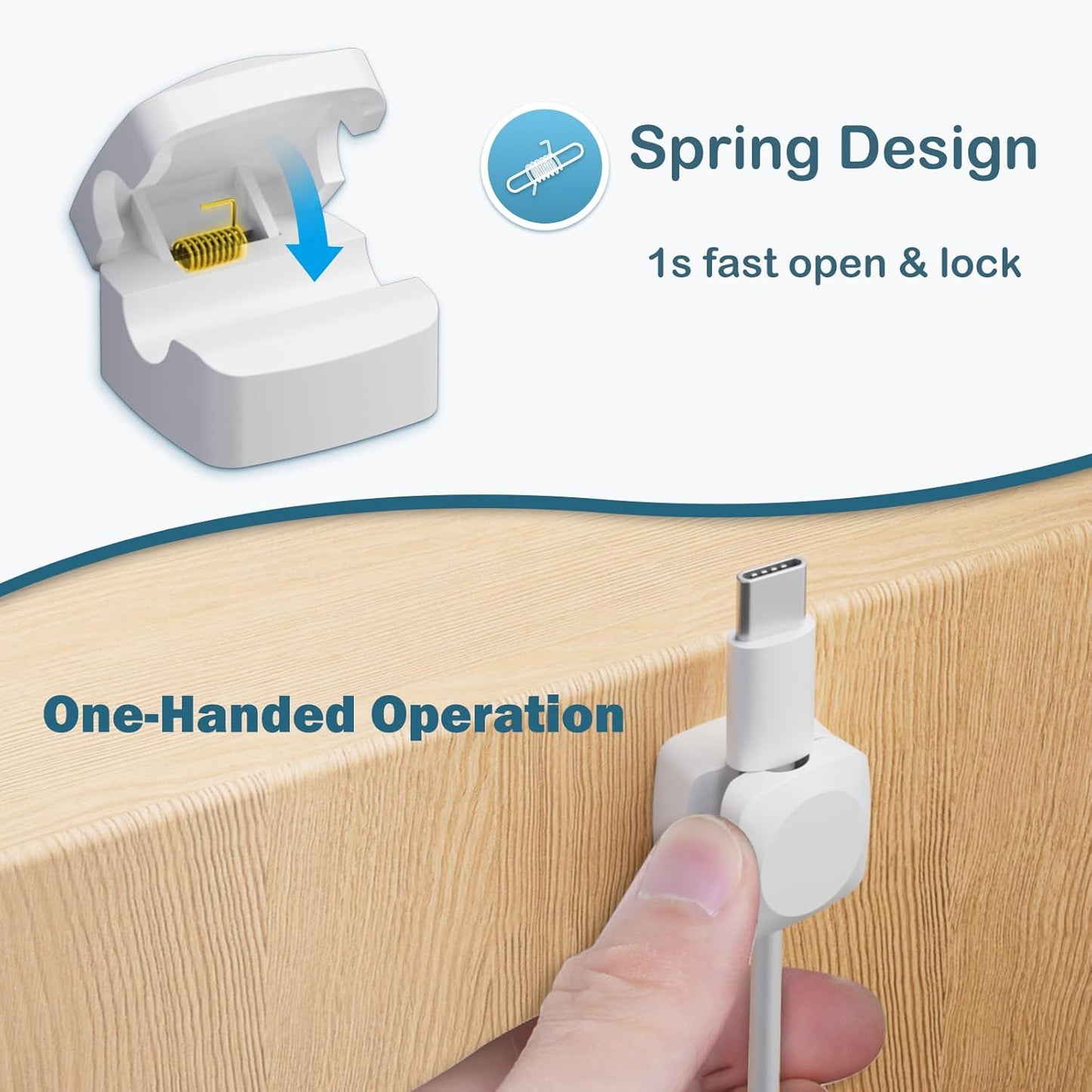 8 Pack Cord Organizer Holder, Rotatable Cable Clips, Spring Cord Holder for Nightstand Adhesive Cable Organizer, Cable Management Clips Charging Cord Organizer for Desk Office Car Wall