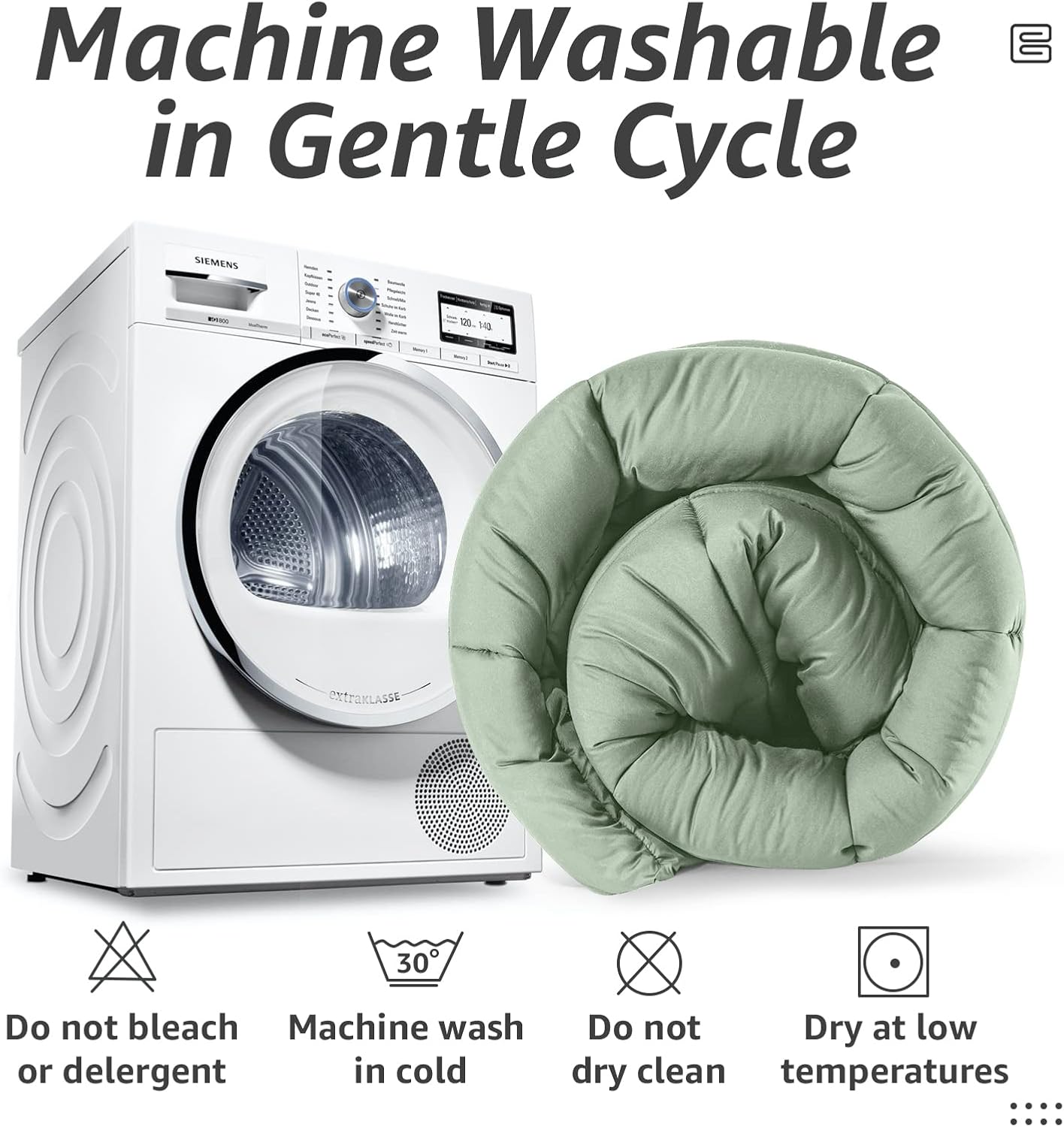 HYLEORY All Season Full Size Bed Comforter - Cooling Down Alternative Quilted Duvet Insert with Corner Tabs - Winter Warm - Machine Washable - Sage Green