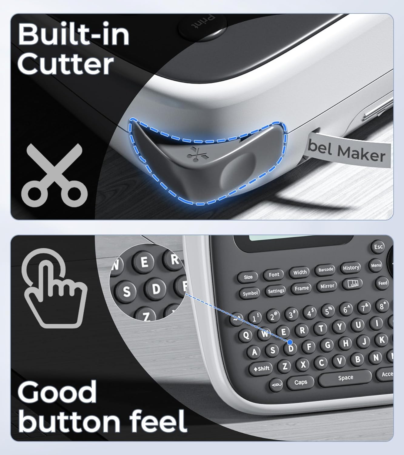 Label Maker Machine with Tapes, Label Makers, Label Maker Waterproof-Labels, Labeler Machine with-Tape 12mm 0.47 Laminated White, D210s Inkless Portable Labeling Machine for Home School Office