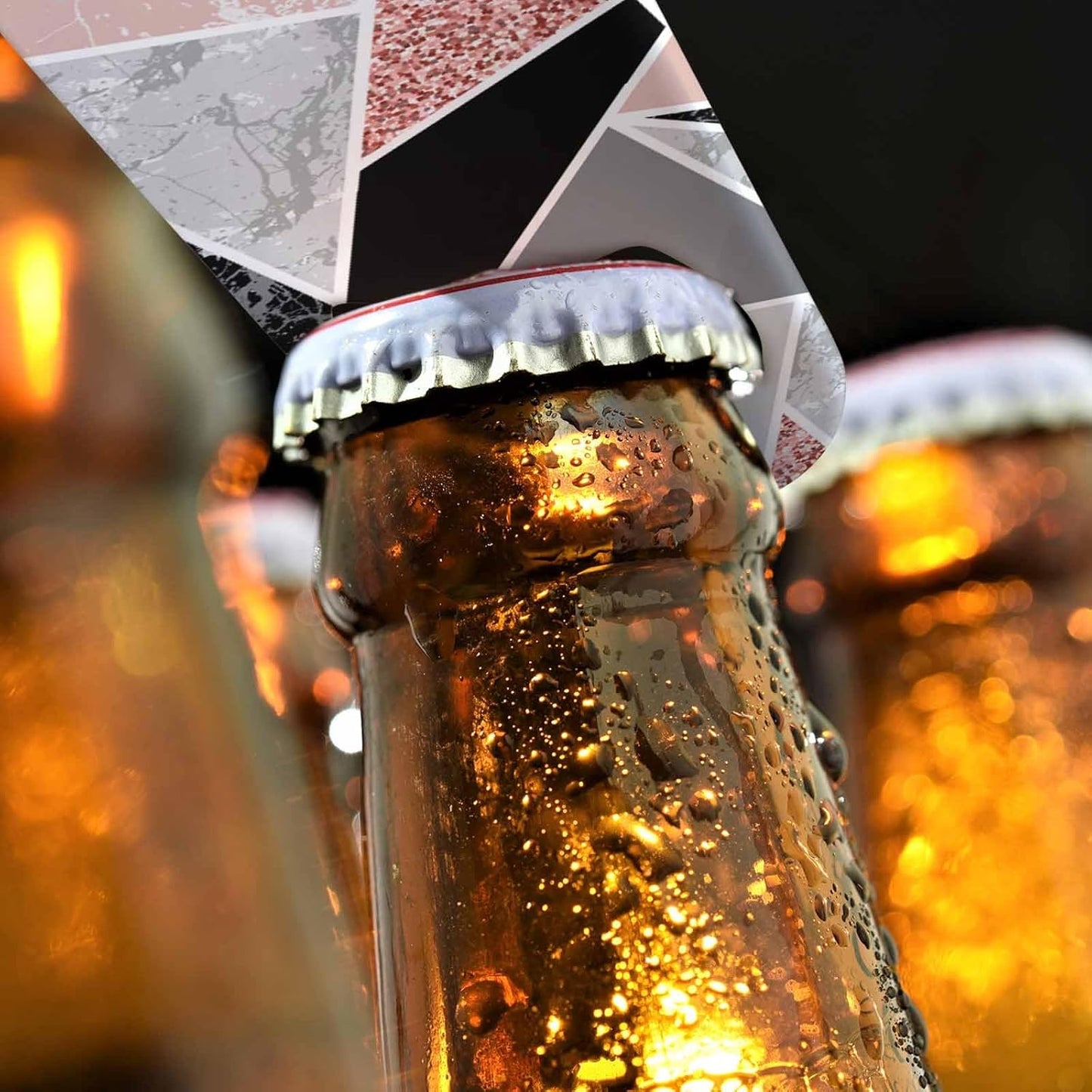 Marble Stainless Steel Bottle Opener Geometric Shapes Marble Black Grey Pink Triangle Fashion Simple Style Flat Beer Bottle Opener Keychain for Home Kitchen Bar Restaurant Party Birthday Gift