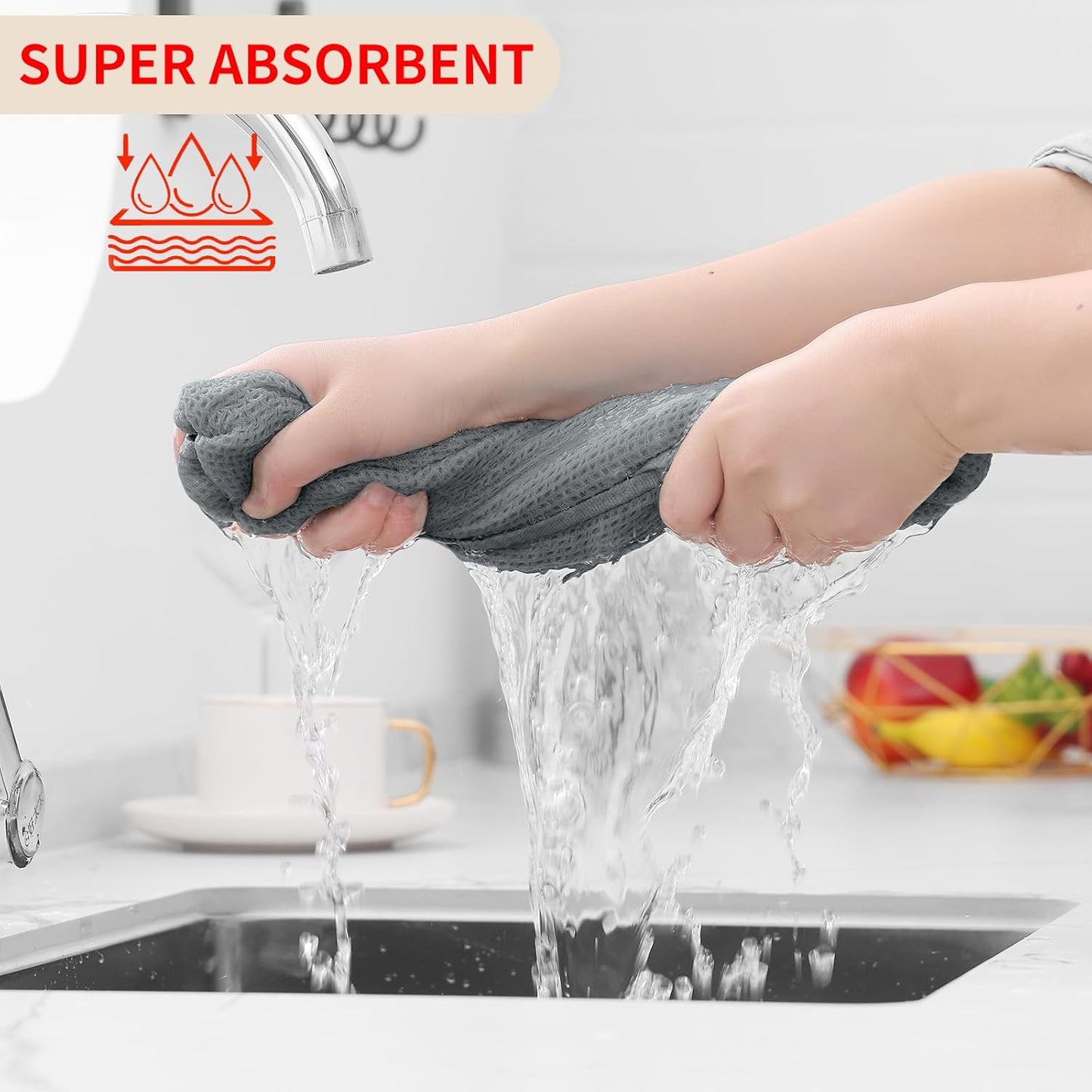 Homaxy 100% Cotton Waffle Weave Kitchen Dish Cloths, Ultra Soft Absorbent Quick Drying Dish Towels, 12 x 12 Inches, 12-Pack, Grey