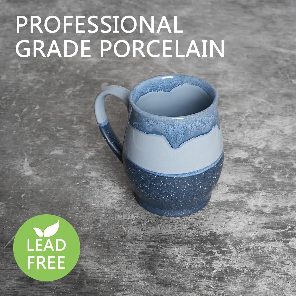 Bosmarlin Extra Large Ceramic Coffee Mug, 25 Oz, Dishwasher and Microwave Safe, Oversized Big Tea Cup for Office and Home, Reactive Glaze (Blue)