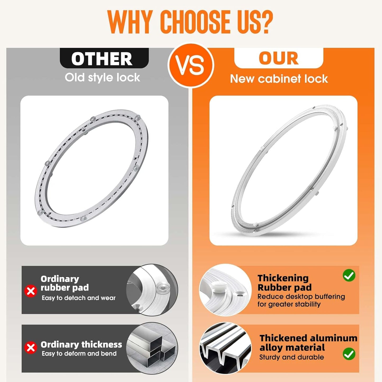 Pisman Aluminium Alloy Turntable Bearing, Heavy Duty Lazy Susan Rotating Bearing Turntable,Smooth Swivel Plate Hardware for Round Dining Table,DIY. Silent Rotating Base Only.(18inch)