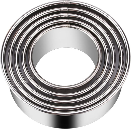 5 Pieces Biscuit Cookie Cutters Set,Stainless Steel Circle Round Cookie Biscuit Cutters in Graduated Sizes Shape Molds for Pastries Doughs Doughnuts